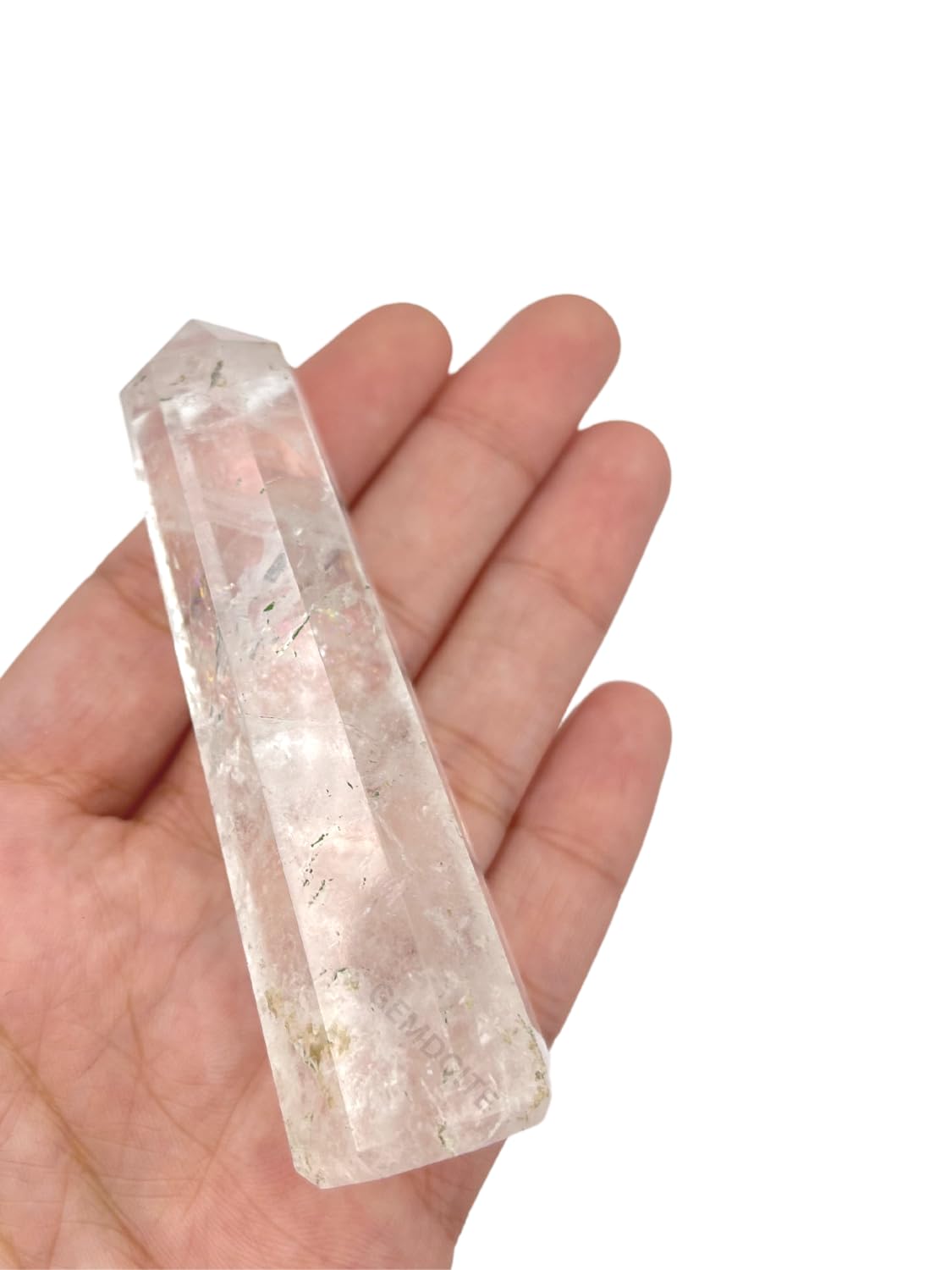 WholesaleGemShop 70 mm (3 Inch) Clear Quartz Gemstones Obelisk Tower Jumbo Facet Aura Rock Crystal Natural Polished Earth Wand Spirit
