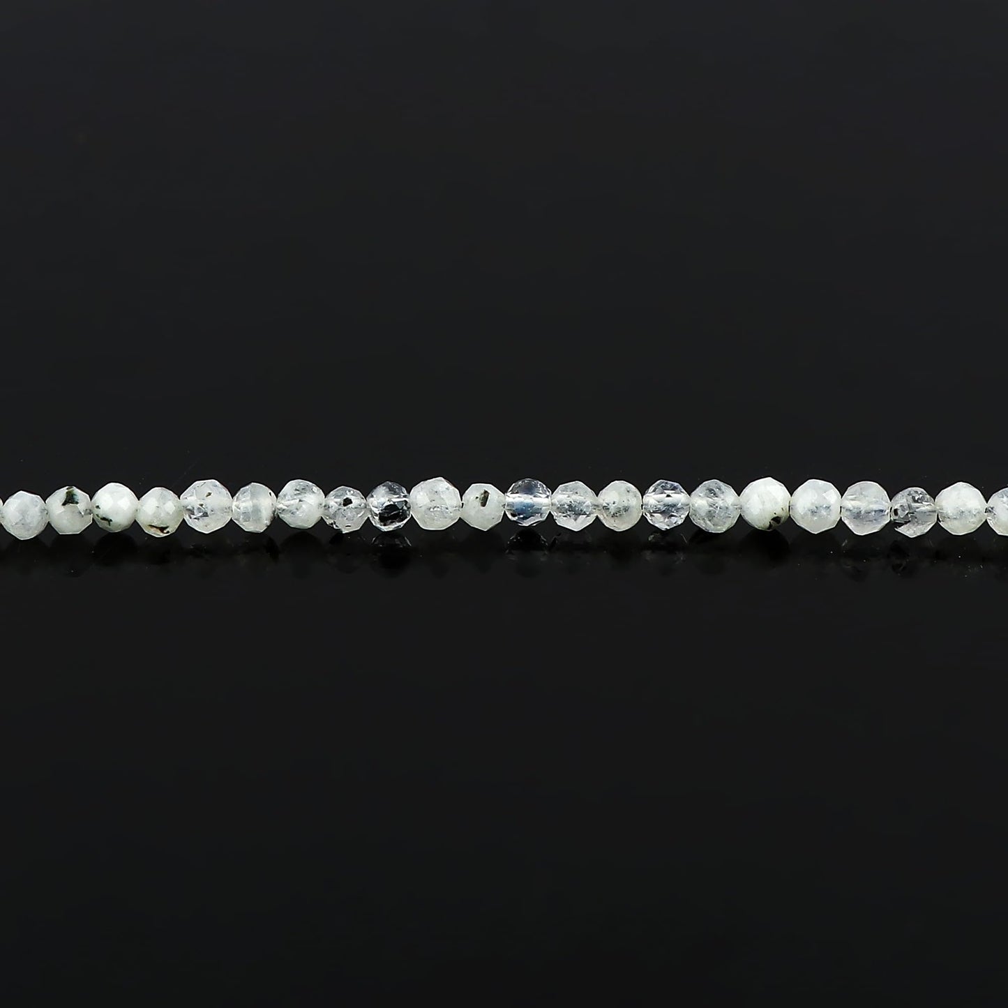Gemkora Natural Real Moonstone Crystals Bracelet, 3mm Best Grade Micro Cut Beads, Chakra Healing Gemstone, Beautiful Simple Jewelry, Silver Plated Jewelry 7+1 inch