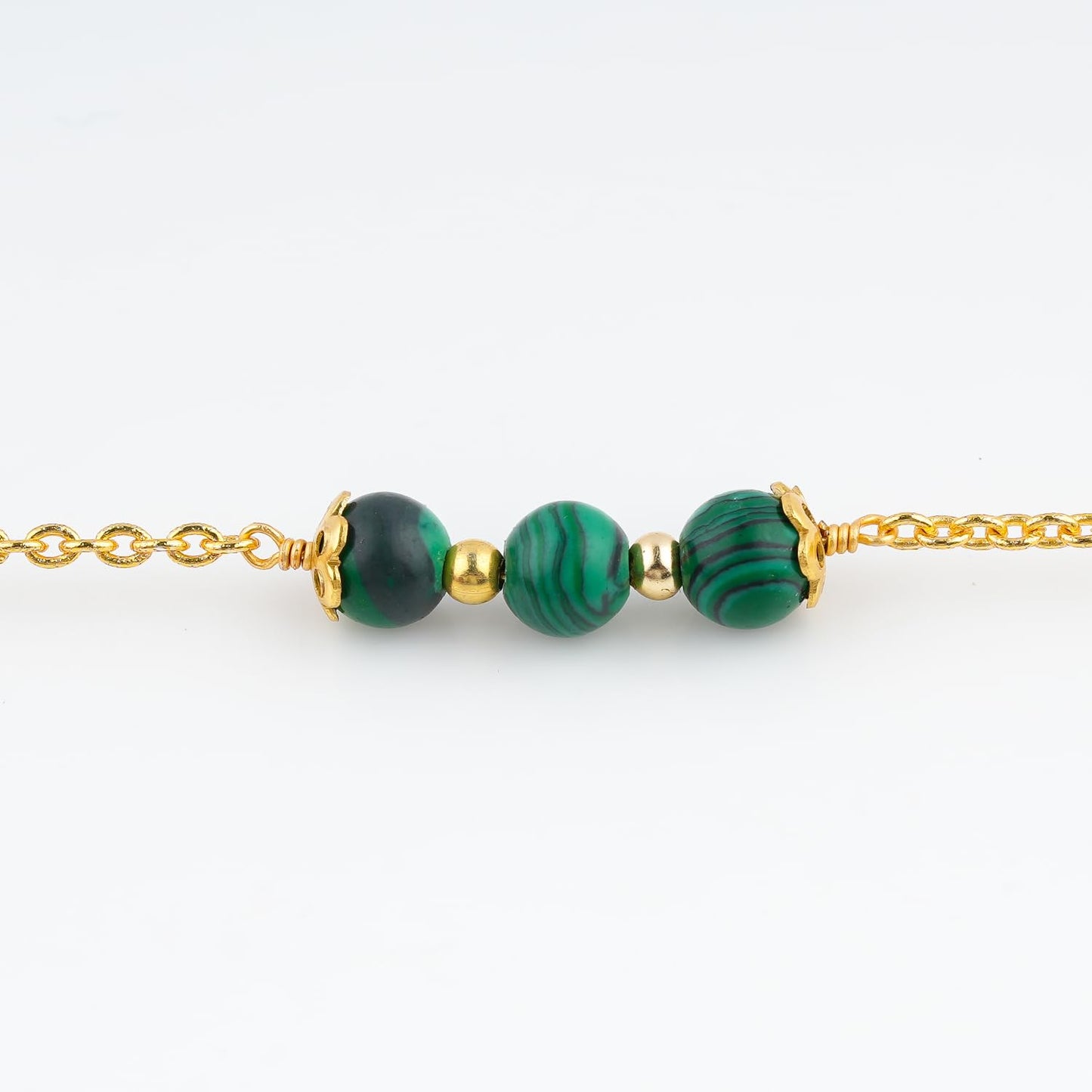 JEWEL OF ROCKS Stylish MALACHITE Bracelet, Handmade Craft, Beads Bracelet, Chakra Healing Bracelet, Gemstone Women Jewelry, Hypoallergenic Gold Plated Brass Bracelets 8" inch
