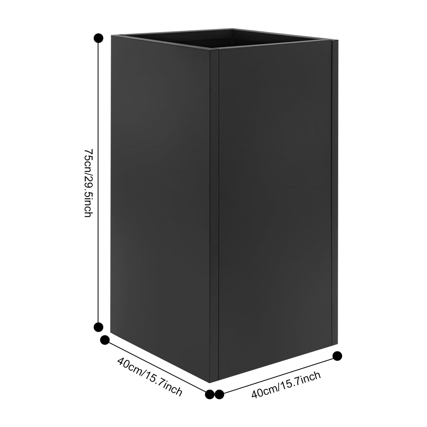 lxrnqcey Tall Square Metal Planter, Heavy Planter for Outdoor Plants Metal Planters Box 16"x16"x30" Rectangle Outdoor Planters Box for Outside,Indoor,Garden (Black)