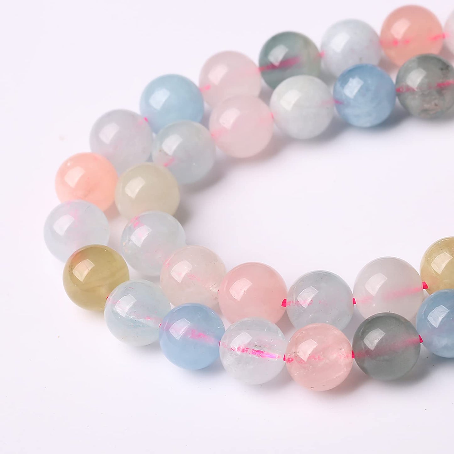 10mm 36pcs Natural Morganite Stone Beads for Jewelry Making Round Loose Beads AAA Energy Healing Power Stone Beads DIY Bracelet Necklace 15" (Morganite Stone, 10mm)
