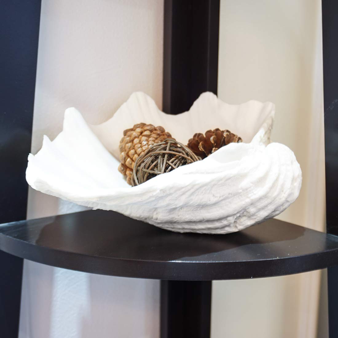 ALIWINER Medium White Scalloped Clam Shell Bowl Sea Shell Decor for Nautical Beach House,Coastal Decor Gift of Housewarming and Wedding Party