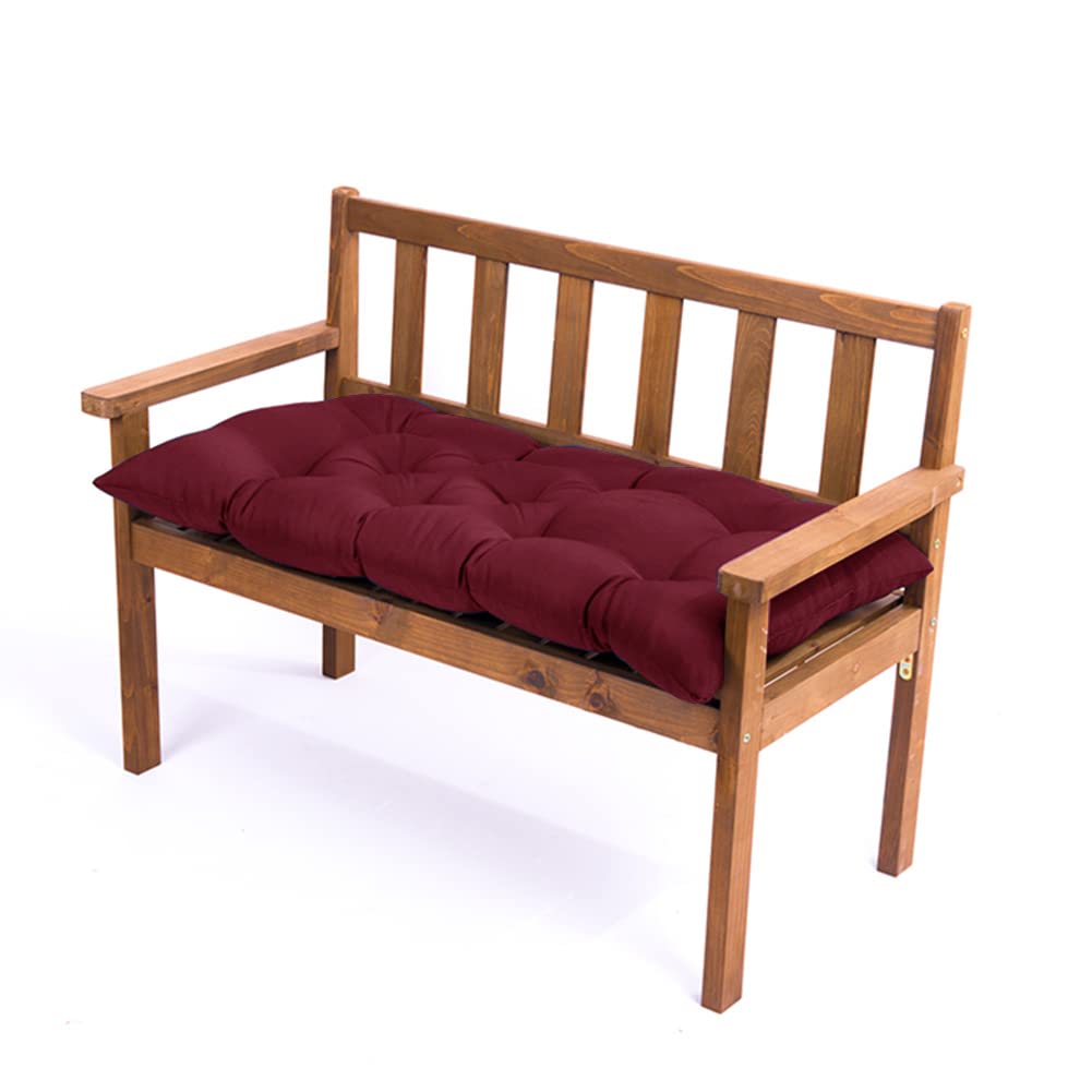 Srutirbo Indoor Outdoor Bench Cushion, Waterproof Swing Cushion Seat Chair Replacement Pads Pillow for Lounger Garden Furniture Patio Metal Wooden (Burgundy, 39 * 20inch)