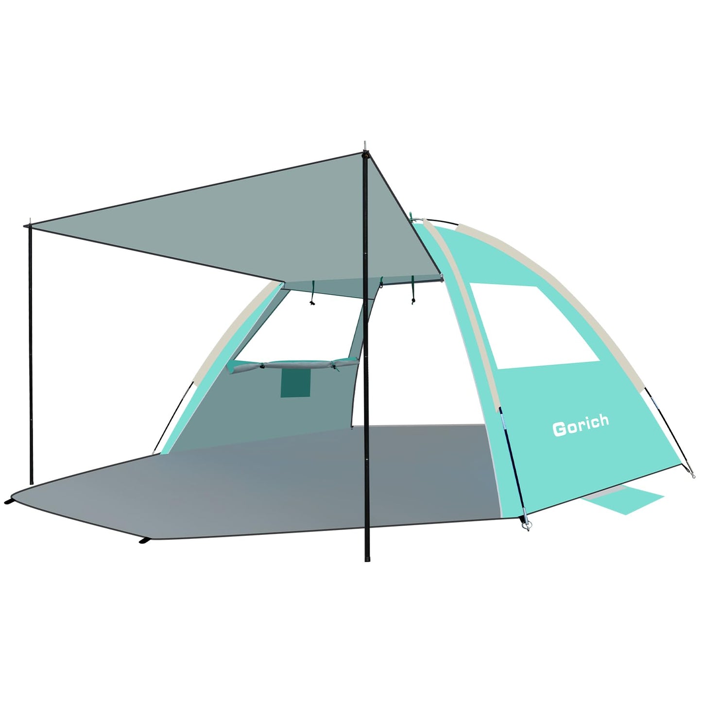 Gorich Beach Tent with Canopy - Easy Setup 3-4/5-6/7-8 Person Portable Sun Shelter, UPF 50+ UV Protection Sun Shade, Lightweight & Compact Beach Cabana for Family Travel