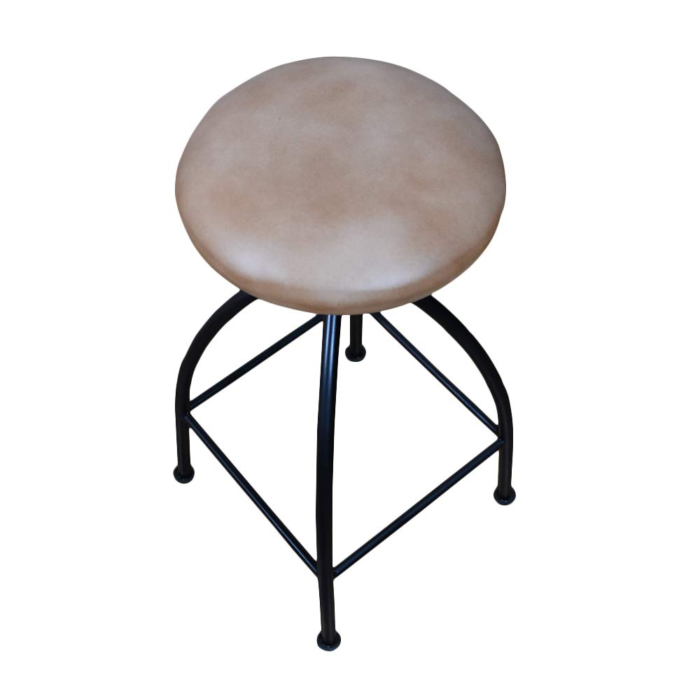 BBH Homes's Handmade Dark Tan Round Shaped Iron & Leather Bar Stool 13.77x13.77x25.99 AMBBHBAC9051
