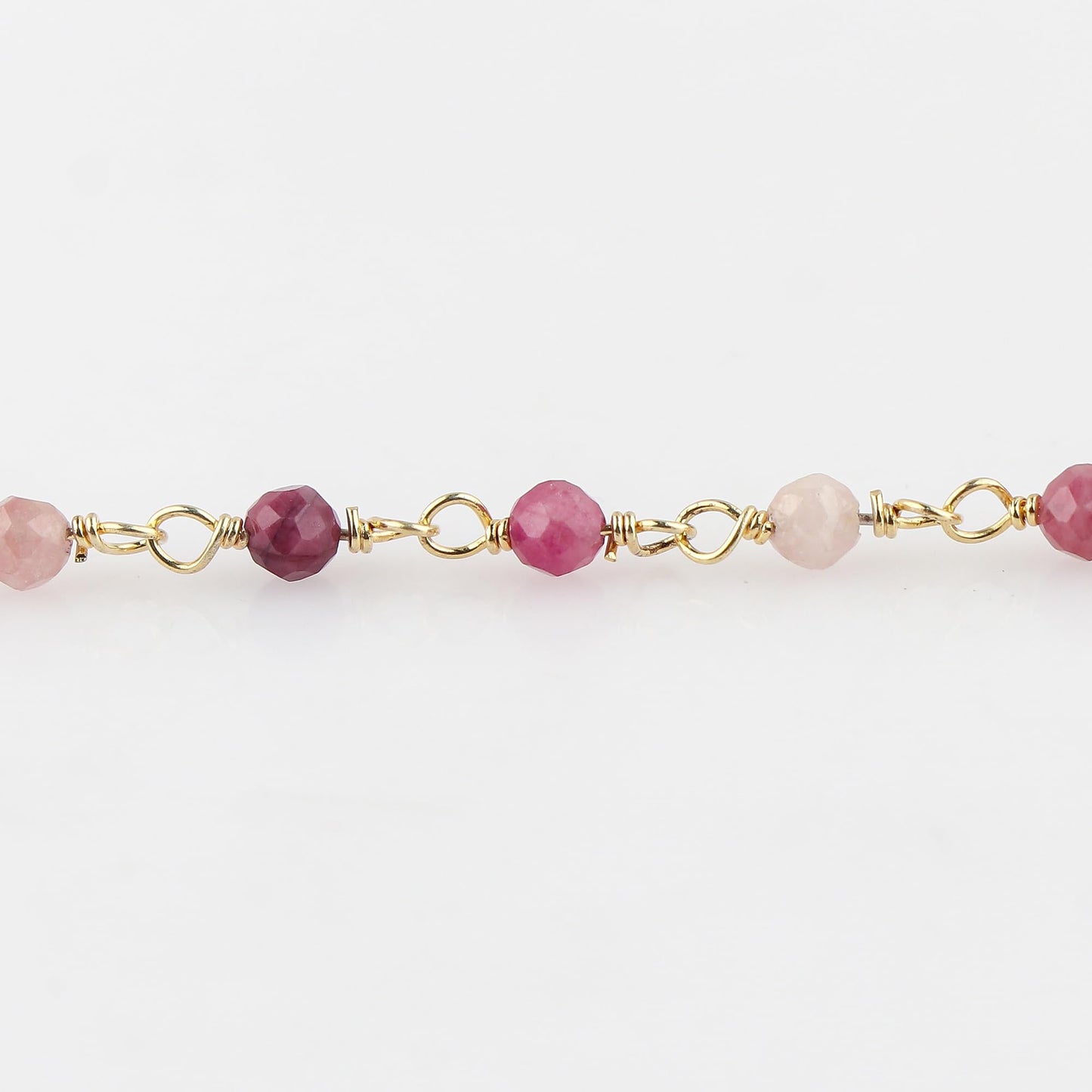 JOR Natural Multi Tourmaline Beaded Rosary Anklet, Handmade Craft, Anklet Beads Bracelet, Chakra Healing Anklet, Gemstone Women Jewelry, Dainty Gold Plated Anklet 9 inch + 1.5 inch (1pcs)