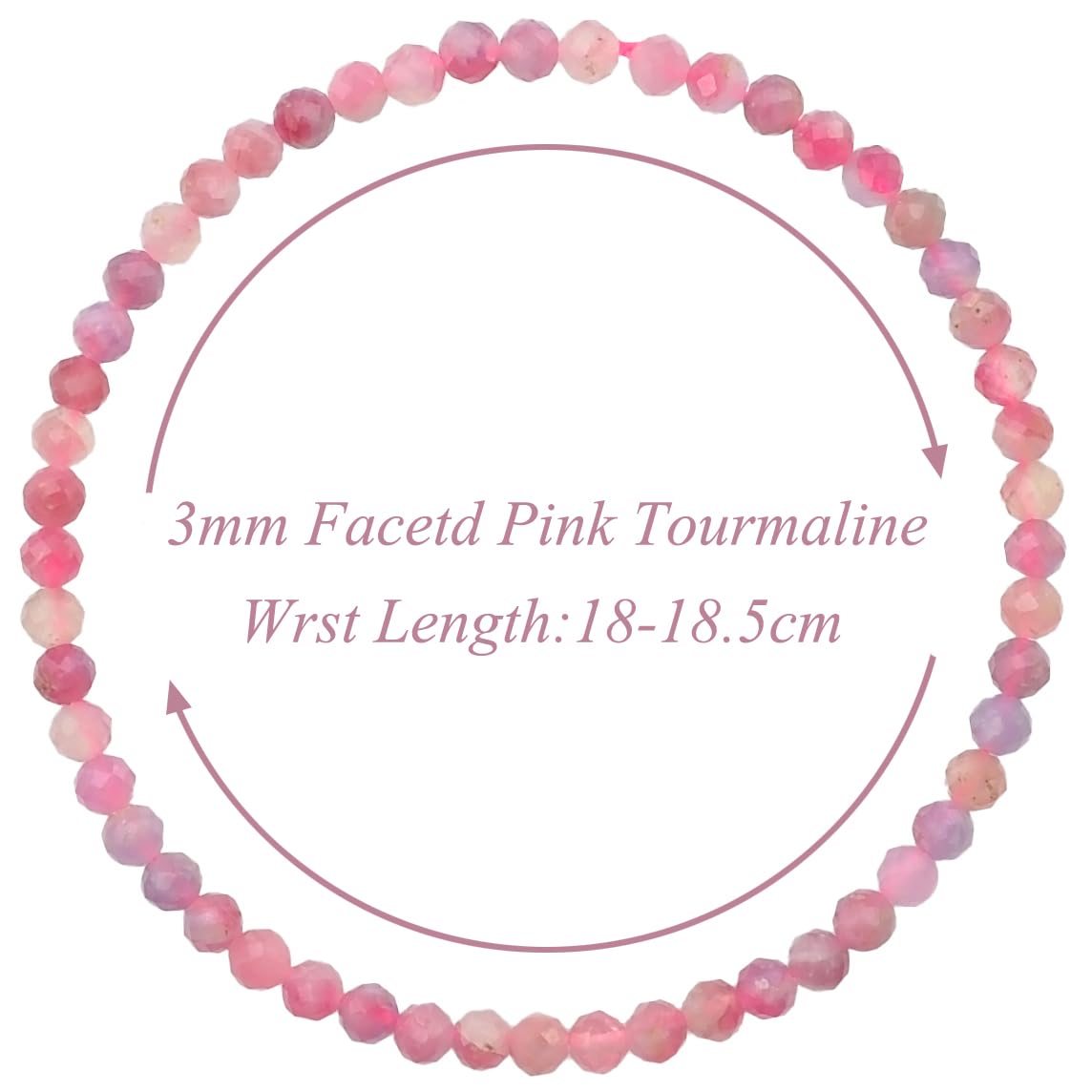 MASSIVE BEADS Natural Genuine Gemstone Beads Healing Crystal Chakra Reiki Jewelry Faceted Round Beads Bracelets (Pink Tourmaline, 3mm)