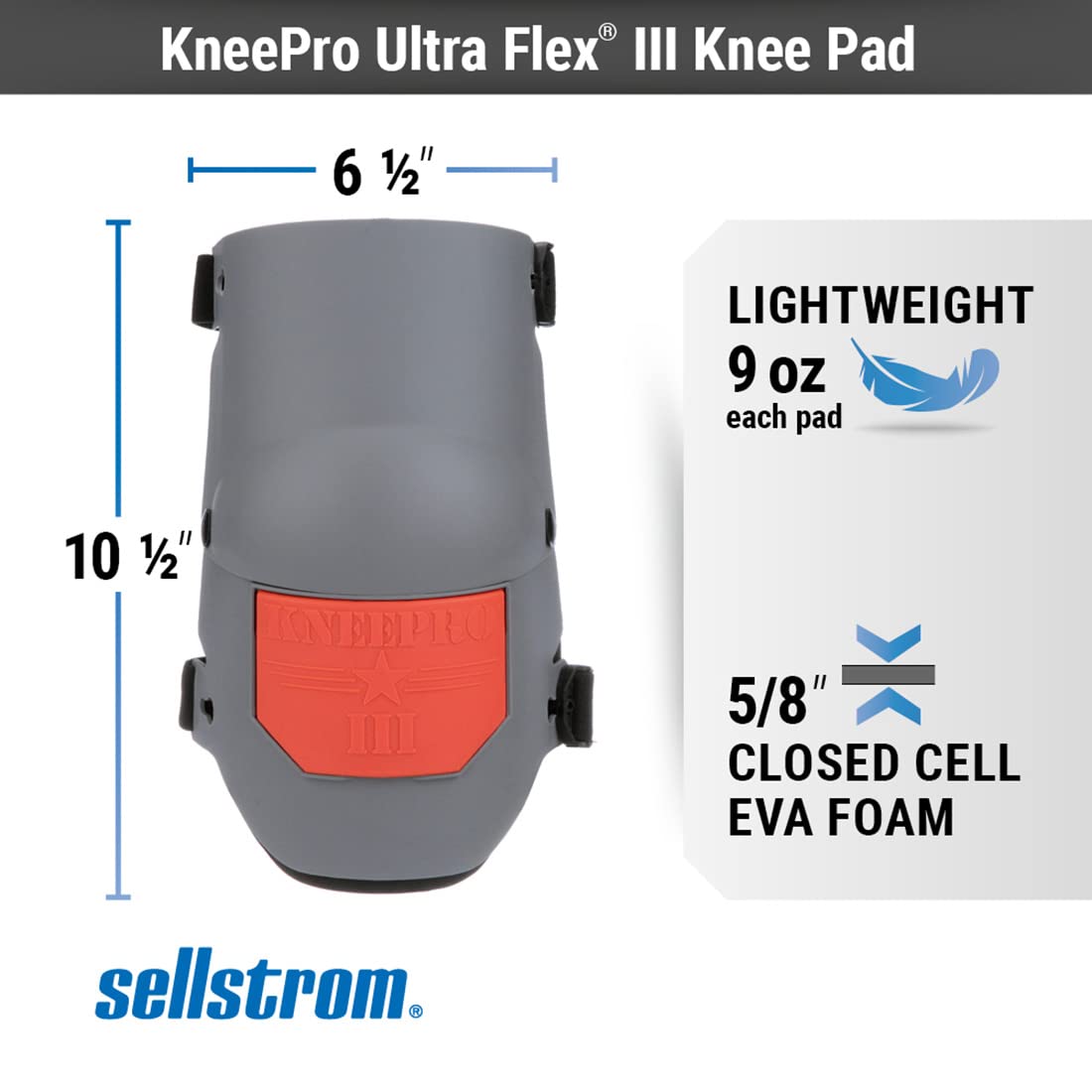 Sellstrom Ultra Flex KneePro Professional Knee Pads for Men & Women with Thick Foam Cushioning & Heavy Duty Hard Outer Shell - Adjustable Straps with Quick-Clips & Ergonomic Metal Hinges - for Construction Work, Gardening, Roofing, Flooring