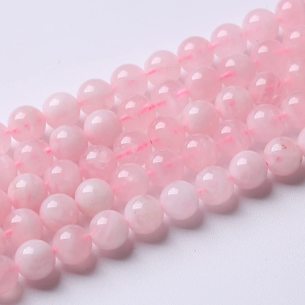 36pcs 10mm A+ Natural Madagascar Rose Quartz Crystal Beads Energy Crystal Healing Power Gemstone for Jewelry Making DIY Bracelet Necklace (Madagascar Rose Quartz, 10mm)