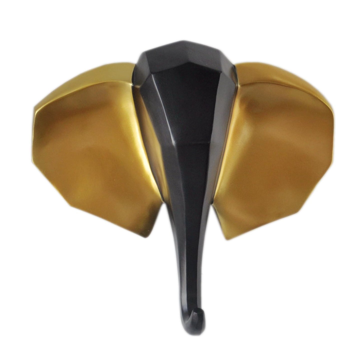Gaklivdi Geometric Resin Elephant Head Wall Decor, Handmade Animal Wall Sculpture, Abstract Modern Elephant Head Wall Mount for Home Décor, Office, Bedroom, Living Room Wall Art (Black&Gold)