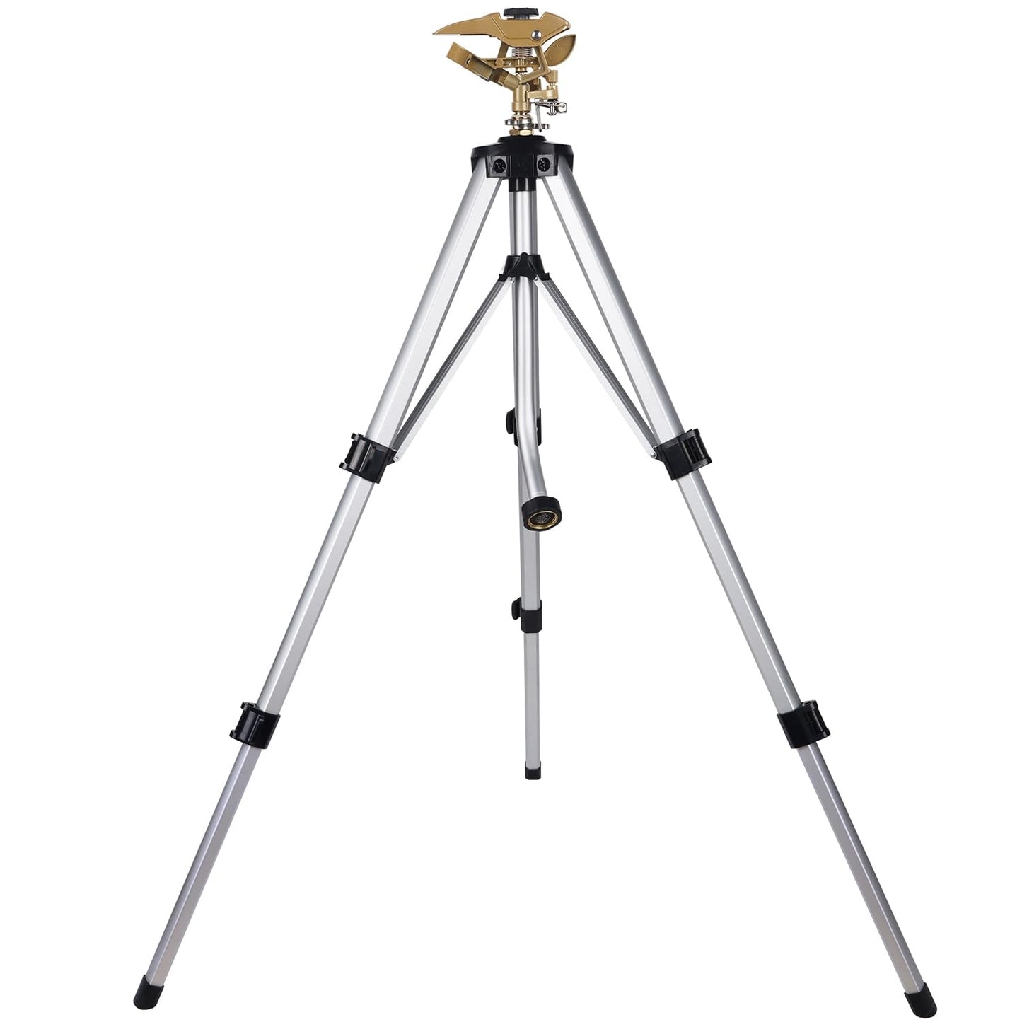 Biswing Large Impact Sprinkler Head on Tripod Base, Adjustable Zinc Alloy Lawn Sprinklers for Yard Lawn Garden, 3/4" NH Connector, 360 Degree Large Area Coverage Irrigator with Extension Legs, 1 Pack