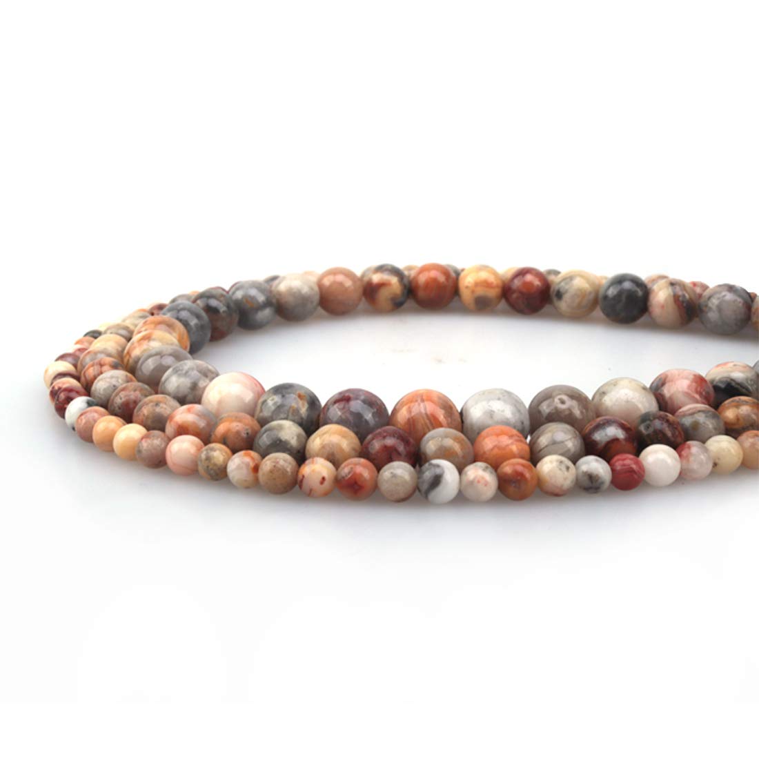 ICAI Beads 10mm Natural Crazy Lace Agate Gemstone Round Loose Stone Beads for Jewelry Making DIY Crafts Design 1 Strand 15" APPR.34-36pcs