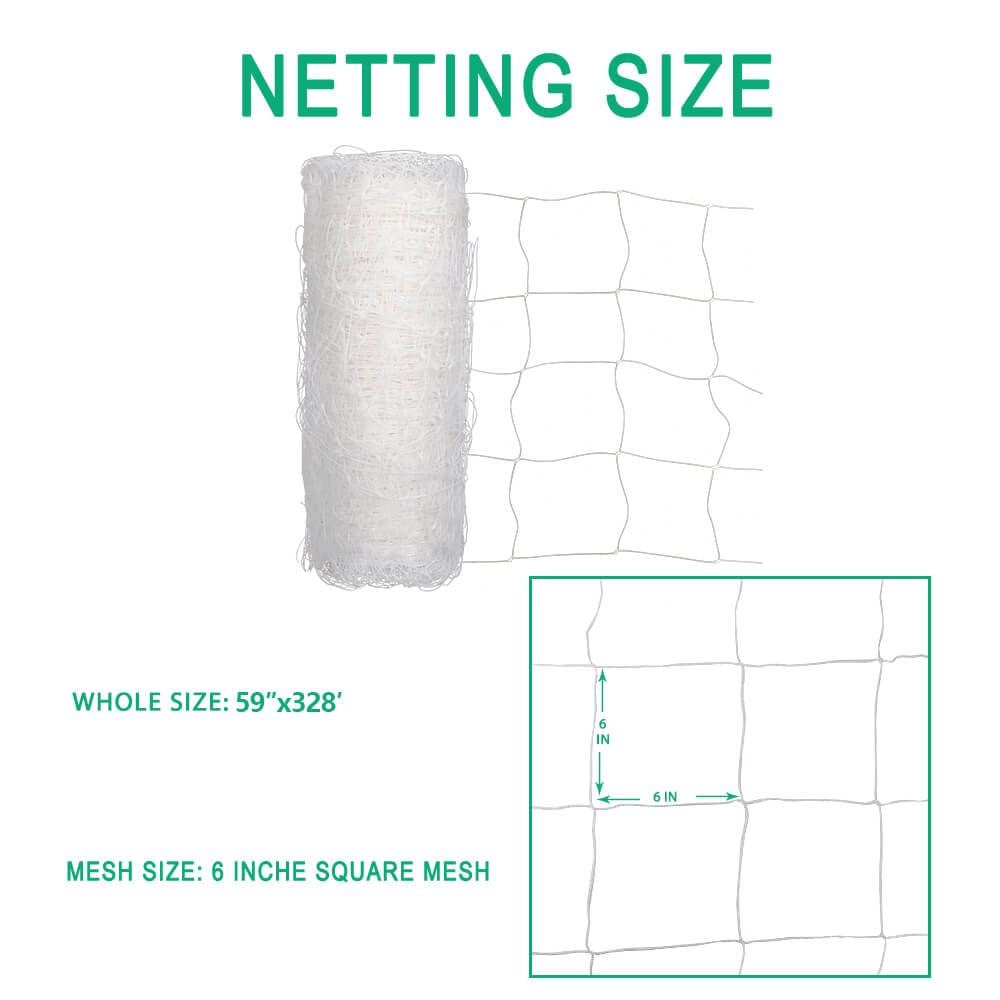 Heavy Duty Trellis Netting Roll - 59''x328' Plastic Plant Trellis Net for Climbing Plants