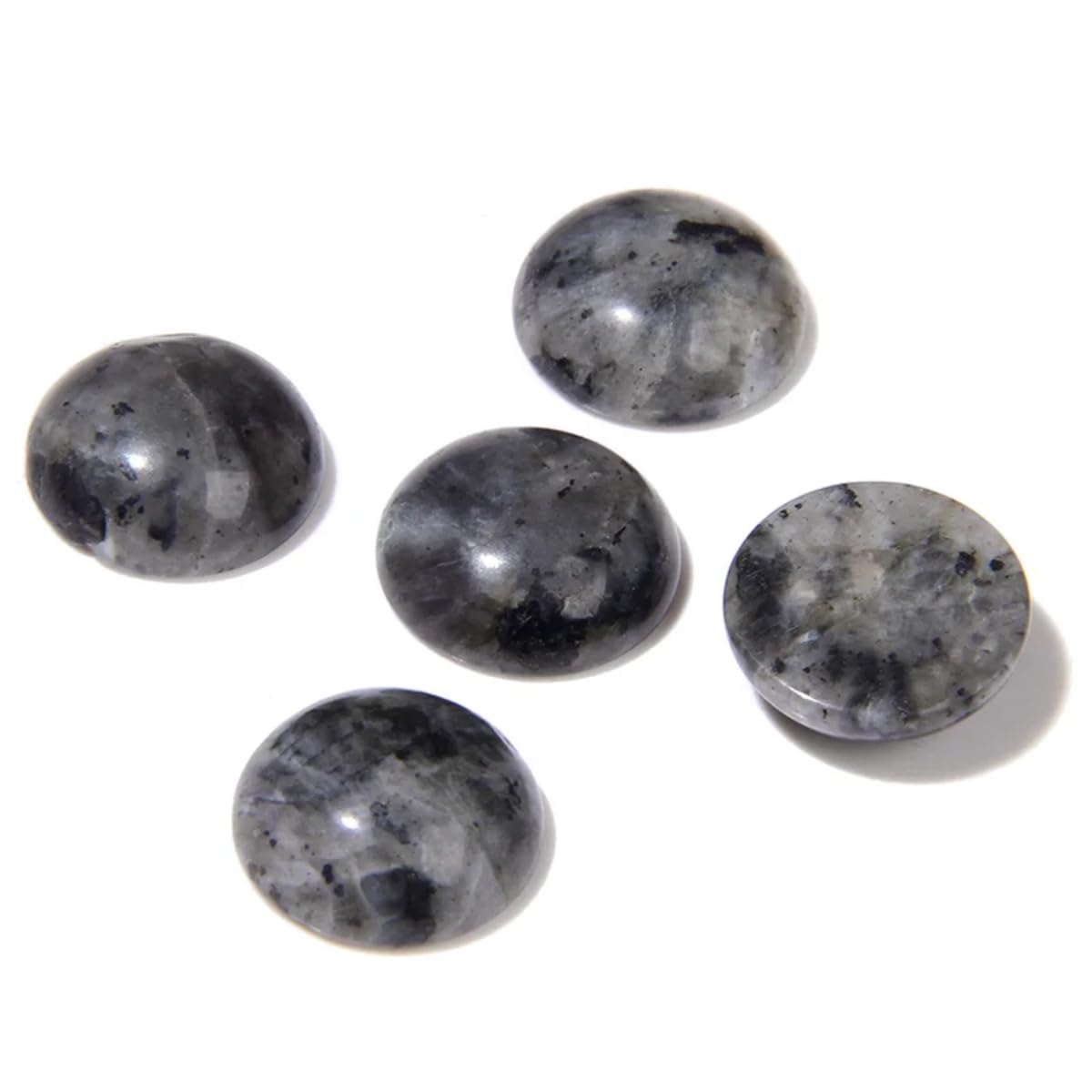 20pcs 12mm Natural Stone No Hole Black Labradorite Semicircle Smooth Cabochons Beads Healing Chakra Crystal Stone Bead for Jewelry Making Rings Earrings Necklace Bracelet DIY Crafts