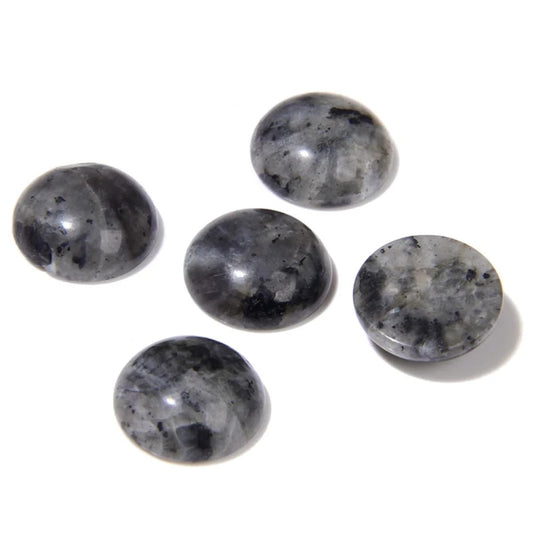 20pcs 12mm Natural Stone No Hole Black Labradorite Semicircle Smooth Cabochons Beads Healing Chakra Crystal Stone Bead for Jewelry Making Rings Earrings Necklace Bracelet DIY Crafts