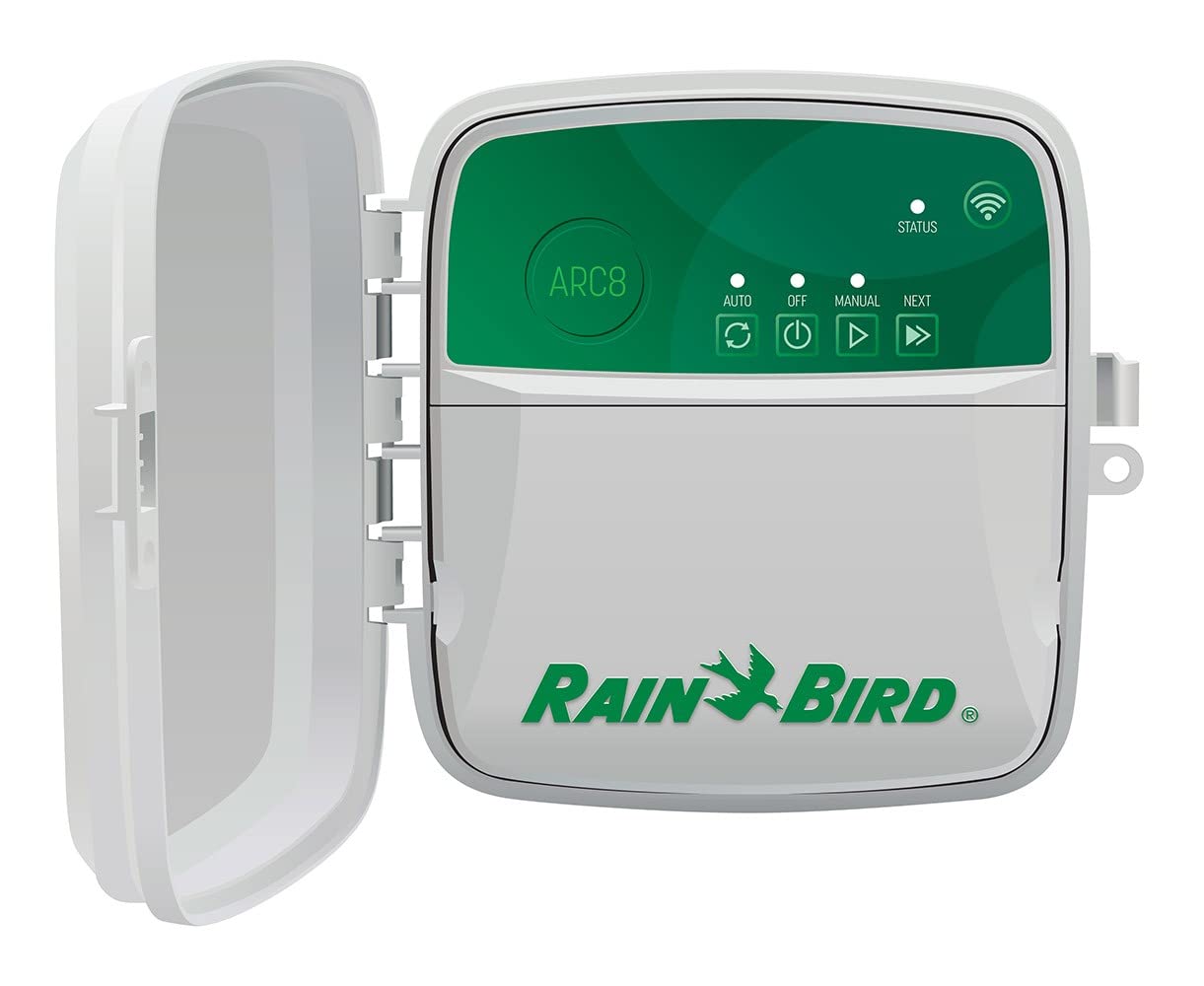Rain Bird ARC8 App-Based Indoor/Outdoor Smart WiFi Irrigation Sprinkler Timer/Controller, 8-Zone/Station, EPA WaterSense Certified, Compatible with Alexa, Indoor/Outdoor 8-Station