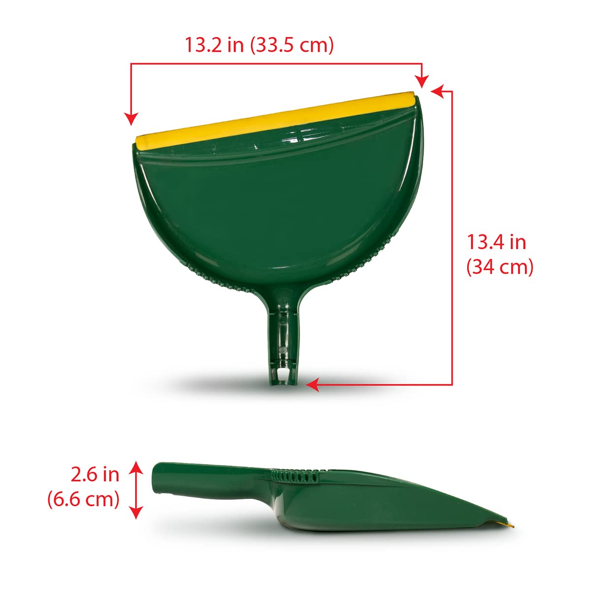 Pine-Sol Jumbo Dustpan, 13.2” | Heavy Duty Dust Pan with Rubber Edge | Clip-On Design Attaches to Standard Broom Sticks