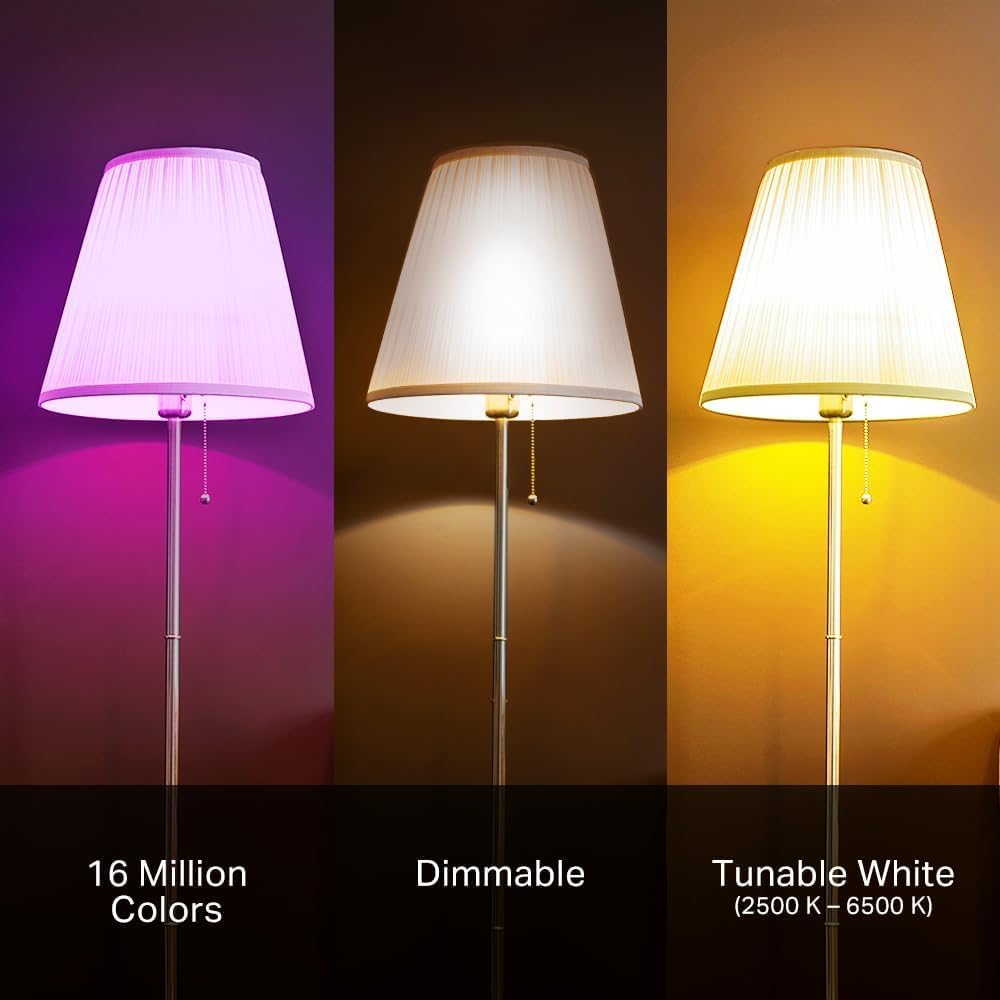 Kasa Smart Light Bulbs, Full Color Changing Dimmable Smart WiFi Bulbs Compatible with Alexa and Google Home, A19, 60 W 800 Lumens,2.4Ghz only, No Hub Required, 2-Pack (KL125P2), Multicolor
