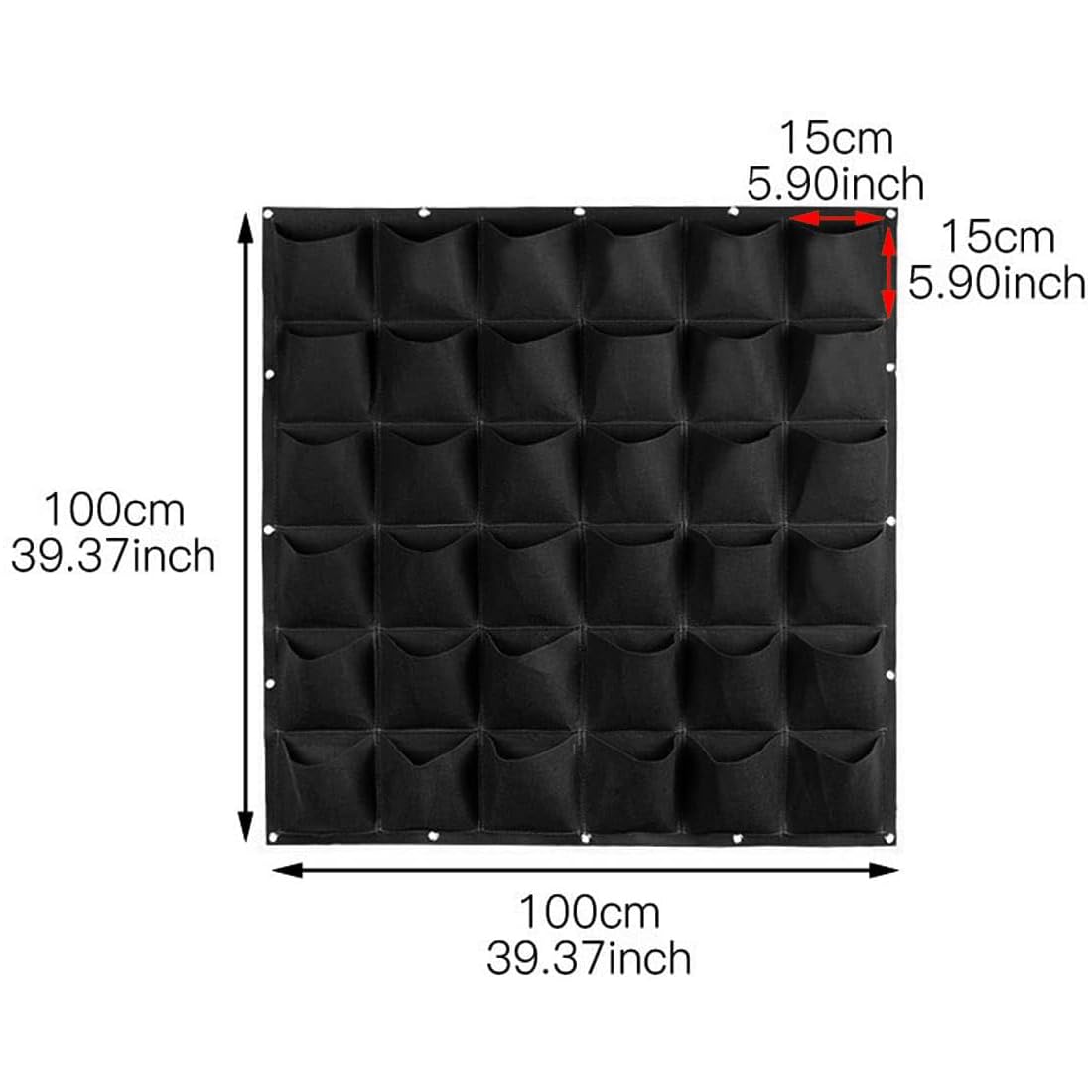 WFIST Vertical Hanging Planter Bag, Breathable Felt Wall Garden Planter with Metal Grommets, Indoor/Outdoor Space-Saving Herb & Flower Growing Pouch (36-Pocket)