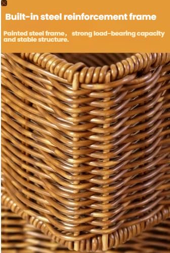 ANQIAOS Plastic Storage Baskets for Shelves and Cabinets, Pantry Baskets Organization and Storage, Wicker Storage Baskets for Organizing, Water-Resistant and Durable(Set of 2, Dark Brown)