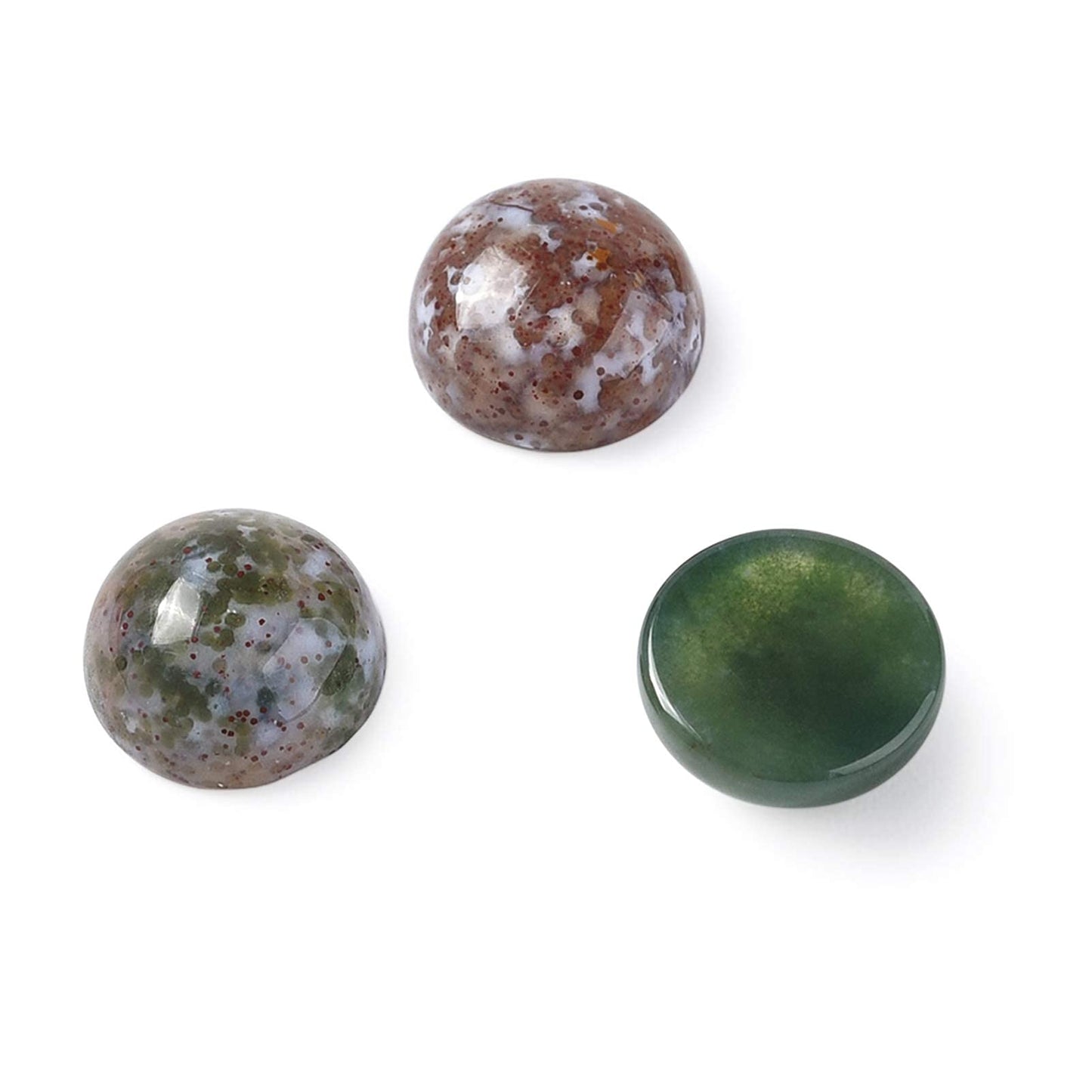 Fashewelry 50Pcs Natural Indian Agate Cabochons Colorful Stone Half Round Beads 10mm Flat Back Gemstone Chakra Healing Crystal Dome Cover Cabs for Jewelry Making