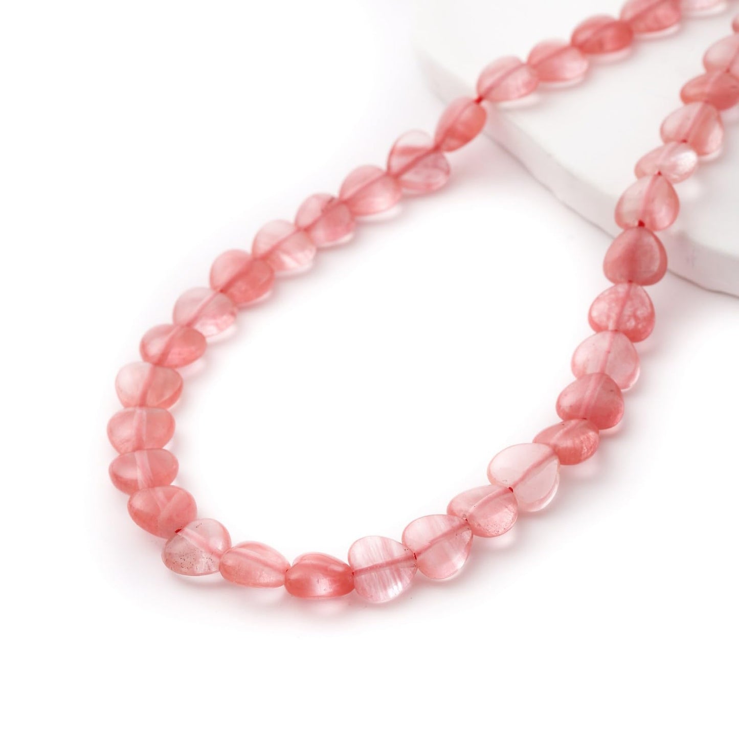 Natural Heart Shaped Watermelon Red Stone Beads 10mm Loose Crystal Healing Beads for DIY Necklace Bracelet Making Gemstone Craft Supplies