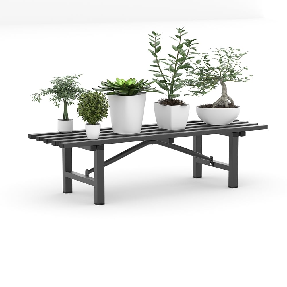 DHYGOTFUR Premium Aluminum Plant Stand - Home Decor & Outdoor Garden Solution with 300 LBS Capacity, L37.8 x W11.4 x H7.9 inch