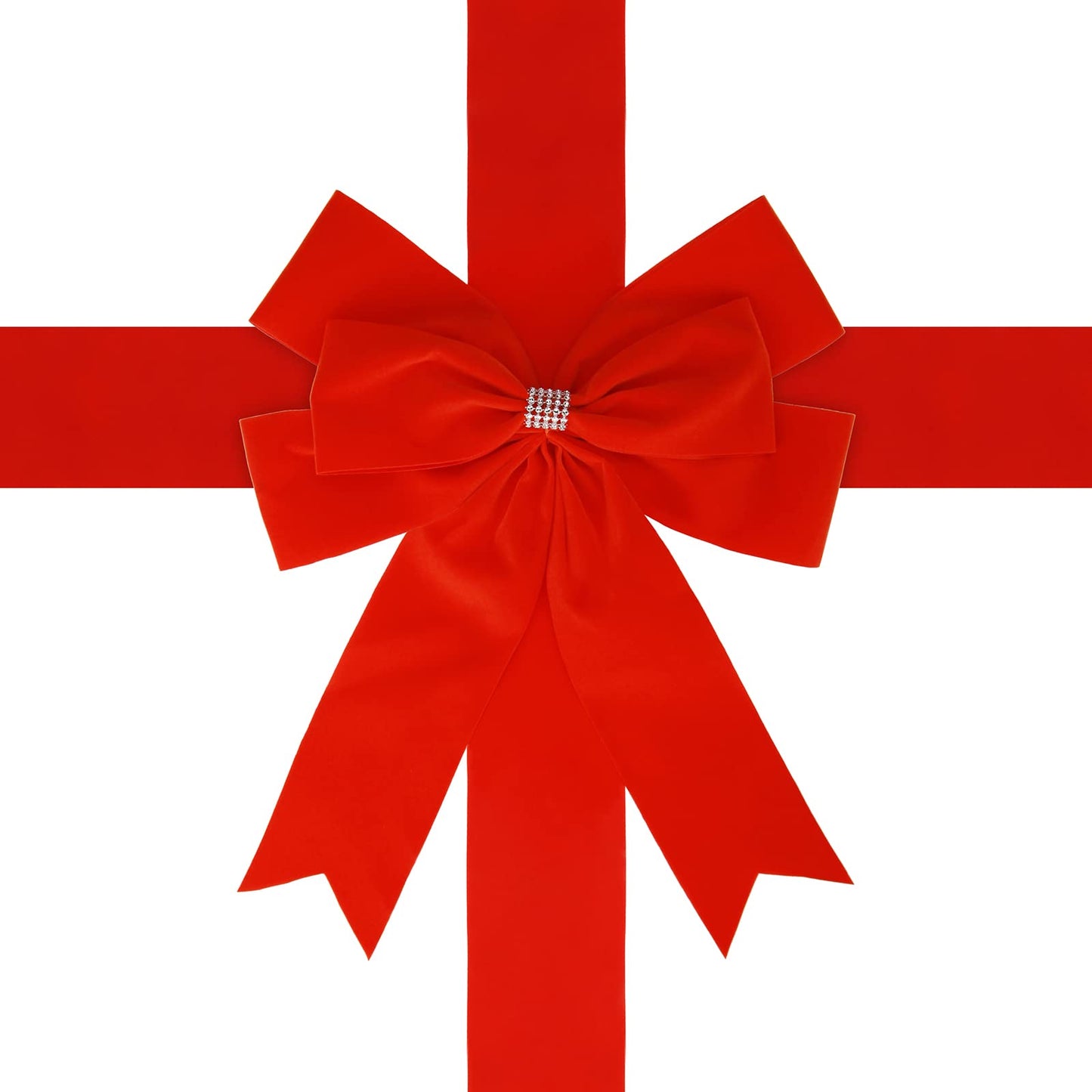 Meseey 1 Pcs Large Christmas Velvet Red Cabinet Door Ribbon Bows Gate Door Christmas Wreath Bow Festival Wrapping Decorations for Christmas Tree Fireplace Home Front Door Party Supplies (Red, 1)