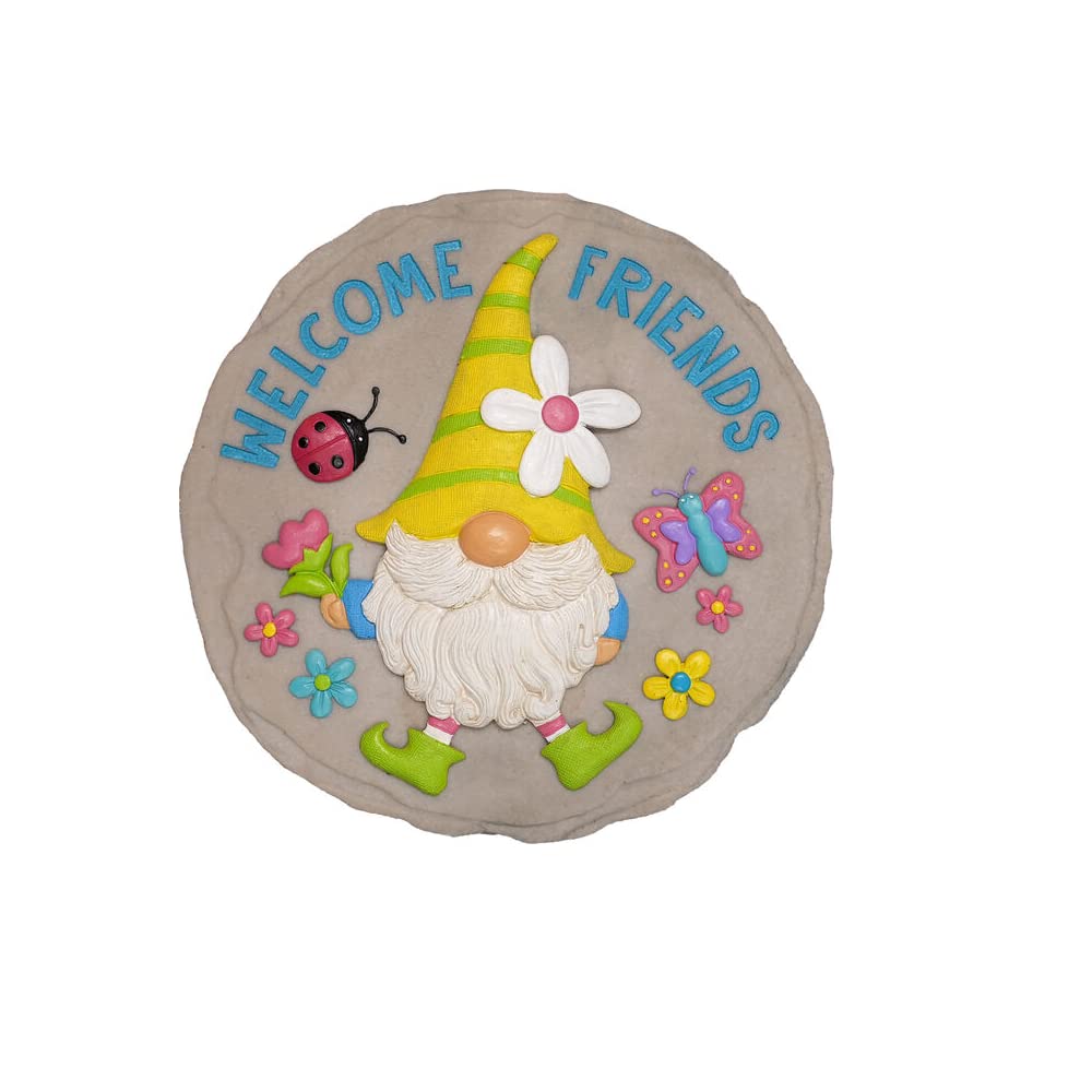 Spoontiques - Garden Décor - Spring Gnome Stepping Stone - Decorative Stone for Garden