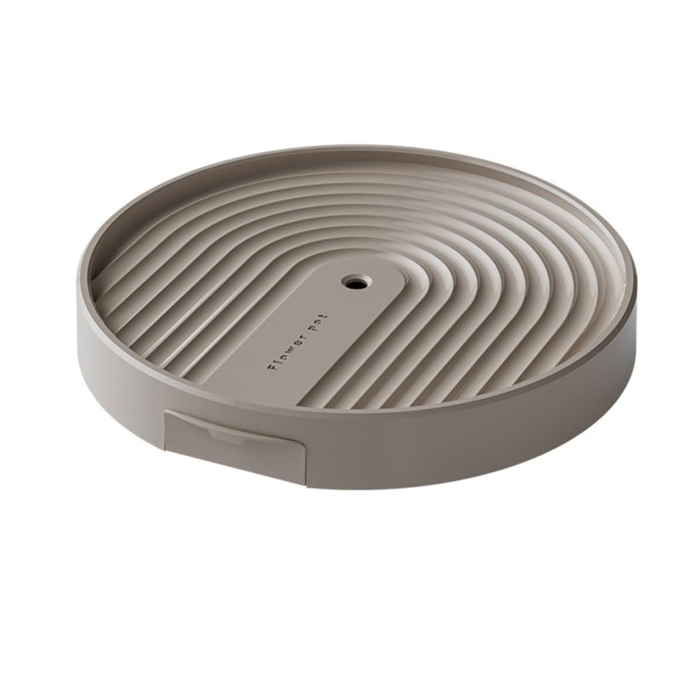 brilliant choice Flower Pot Rolling Plant Caddy with Hidden Drain Reservoir, Large Round Planter Tray with Brake Wheels(Mocha)