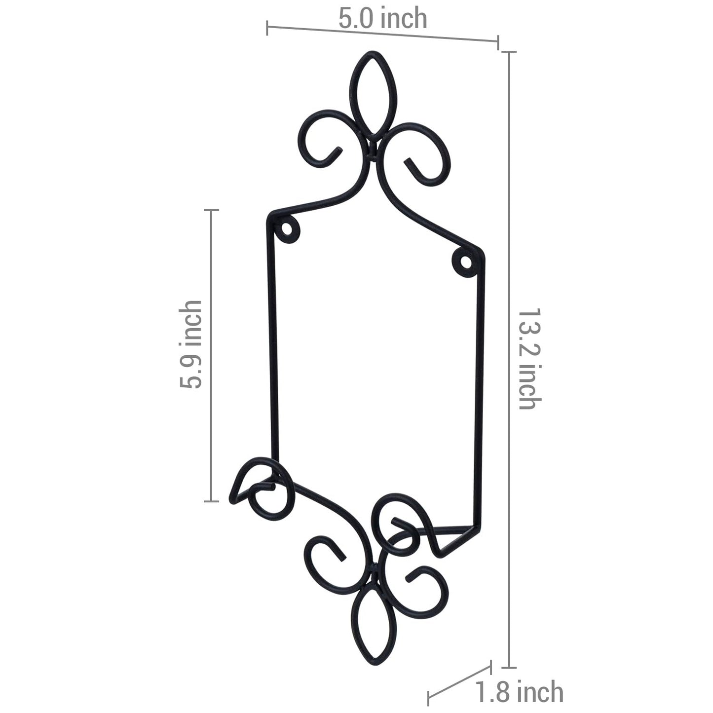 MyGift Wall Plate Hanger Holds Single 5.5 to 8 Inch Plates, Vertical Plate Holders, Decorative Metal Wire Platter Rack, Scrollwork Hanging Display Easel for Wall