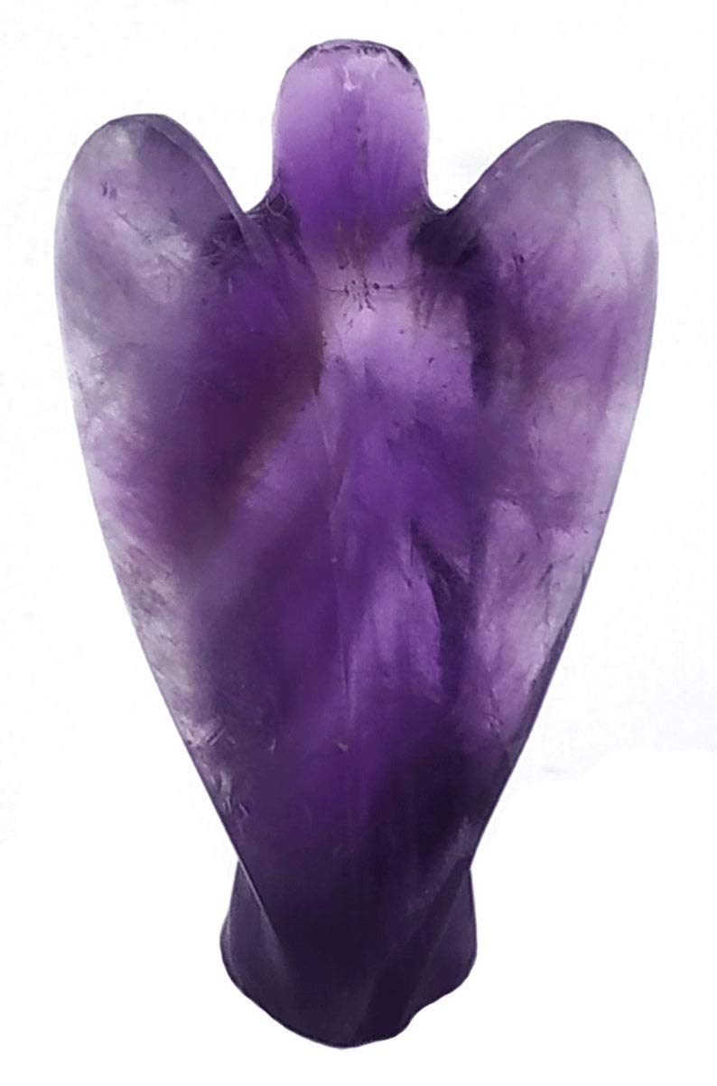 Amethyst Crystal Guardian Angel Figurines Ornament for Healing Birthstone, Decoration Statue (Hand Carved Pocket Gemstone Angel) (1.5 inch)