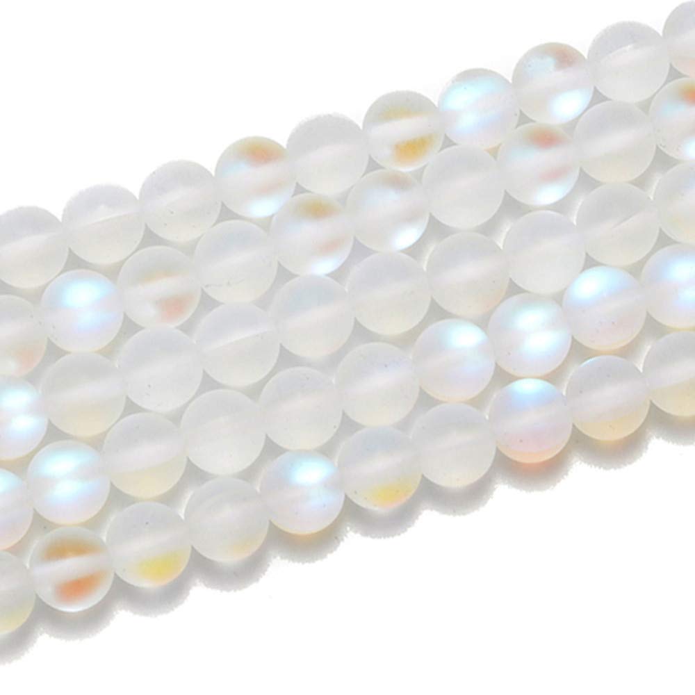 PLTbeads Gorgeous Moonstone Crystal Glass Natural Gemstone Loose Beads 8mm Matte Round Approxi 15 inch DIY Bracelet Necklace for Jewelry Making