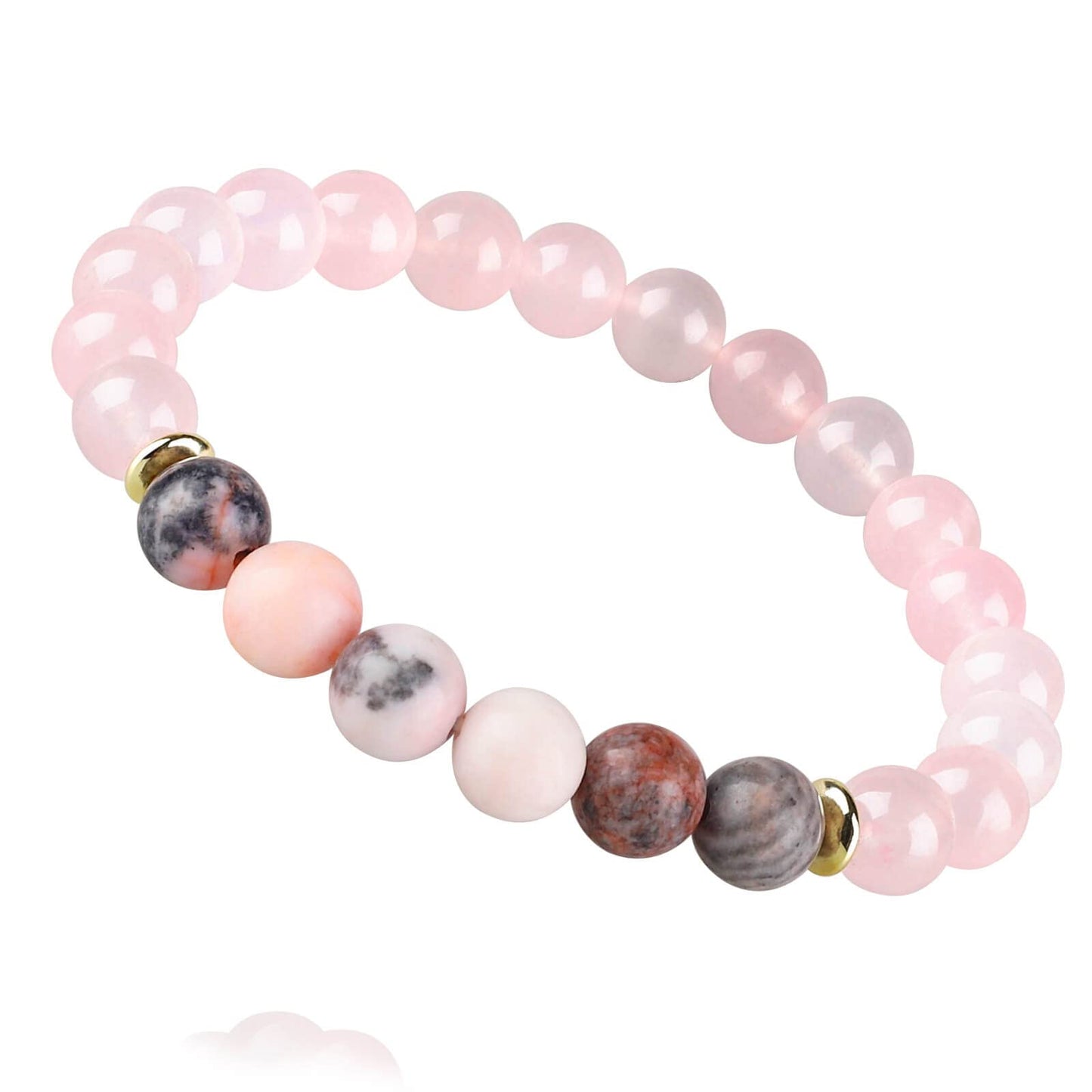 HOZEAL Handmade Rose Quartz Bracelet, Pink Crystal Stone Love Friendship Chakra Bracelet, Prosperity Business Money Energy Wealth Good Luck Feng Shui Beaded Bracelet for Men Women