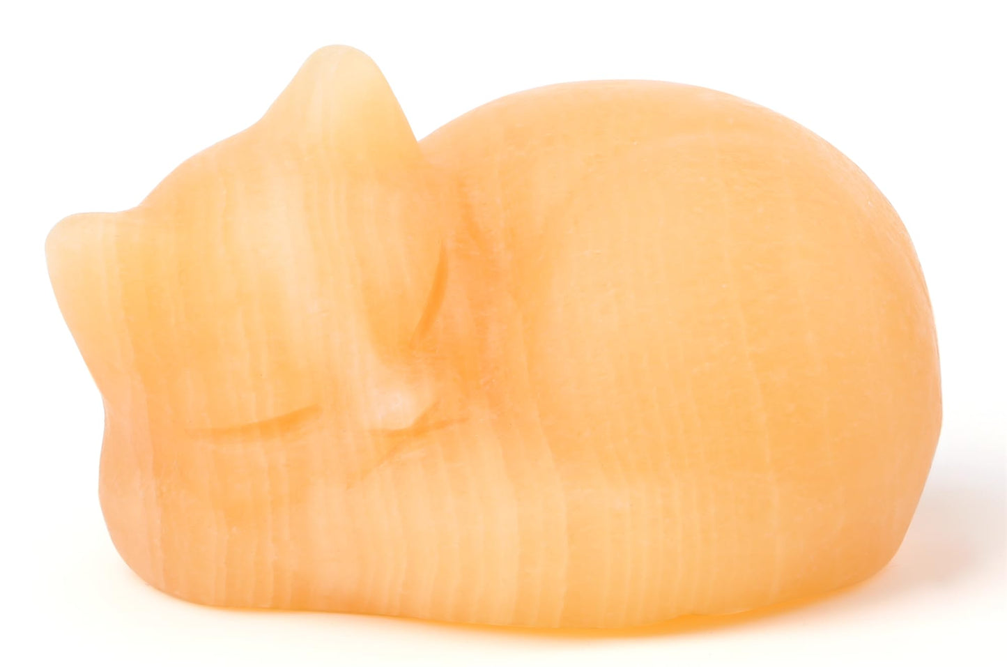 YATOJUZI 2" Cat Decor Figurines Yellow Jade Crystals Sleeping Cats Decor Hand Carved Cute Crystal Animal Statues Decors Room Home Office Desk Decorations Cat Gifts for Women