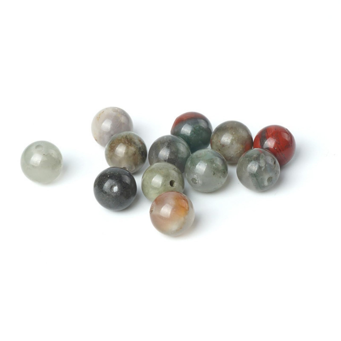 100Pcs Natural Stone 6mm African Blood Stone Round Loose Gemstone Energy Healing Beads Hole Size 1mm DIY Smooth Beads for Bracelet Necklace Earrings Jewelry Making