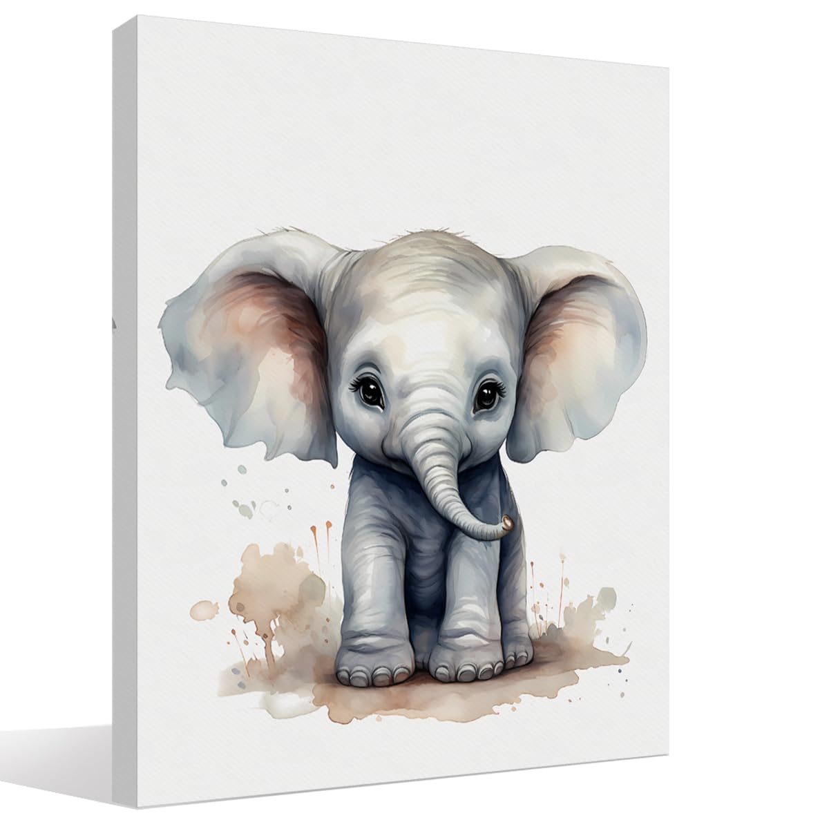 Woodland Nursery Decor, Baby Room Decor, Elephant Wall Art Decorations For Safari Nursery Kids Toddler Boy Girl Room Playroom, Animal Wall Art Prints Poster 11x14 Inches Framed