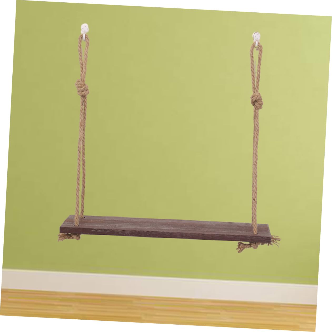 PRETYZOOM 1tier Hanging Shelf Hemp Rope Storage Rack Floating Wall Shelf Jute Rope Organizer