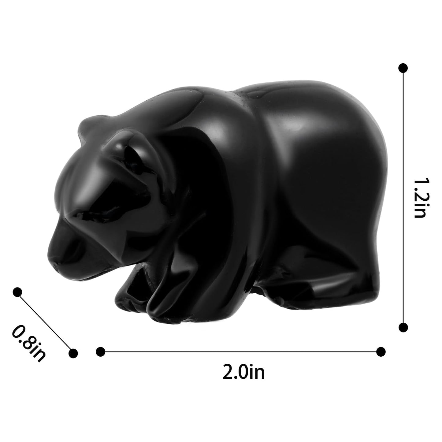 SMQ 2" Crystal Bear Statue, Natural Gemstone Handmade Figurine Sculpture, Healing Crystal Animal Stone Office Home Decor Collectibles Gift (Black Obsidian)