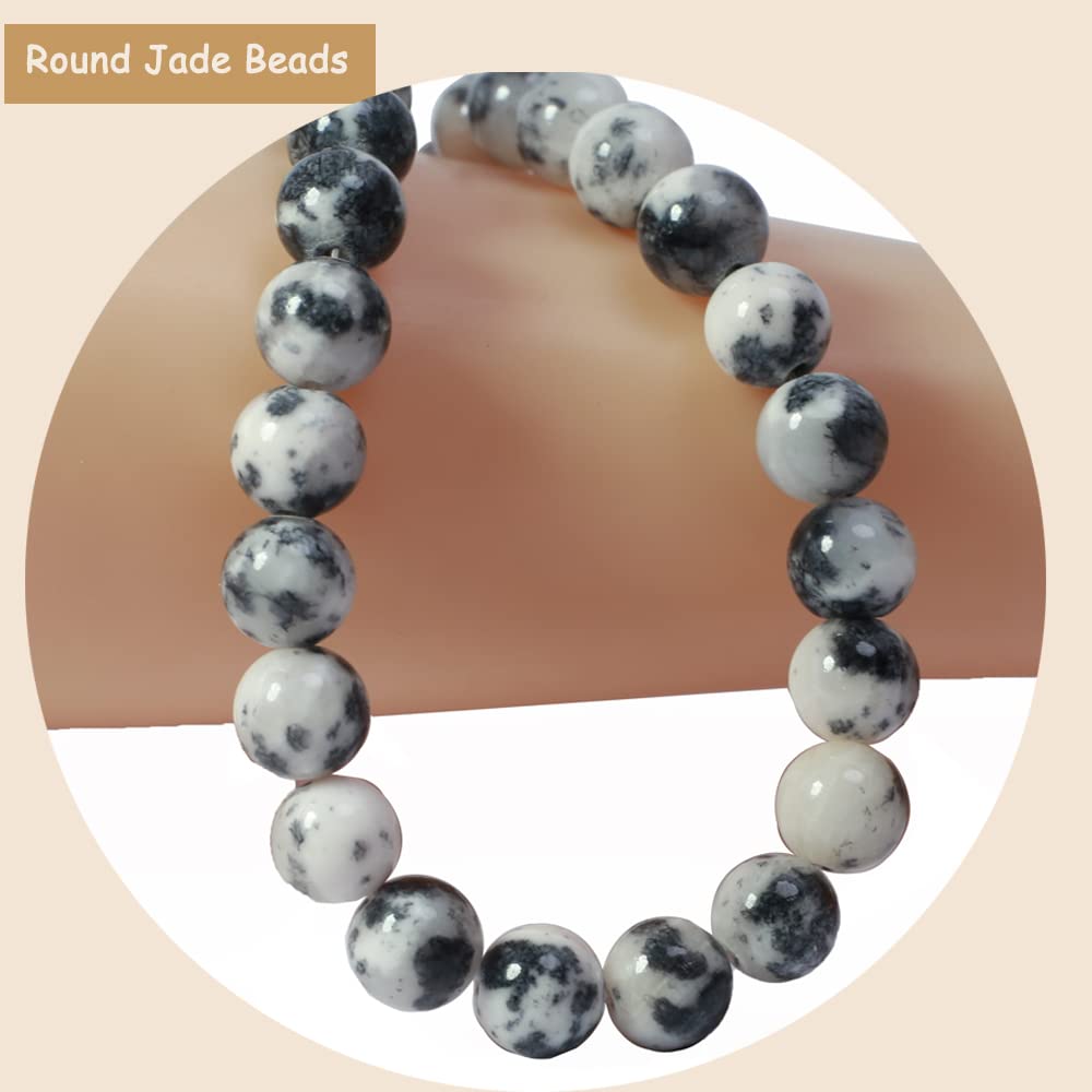 ZHFMLY 10mm Natural Persian Jade Beads,Black Colorful Dyed Healing Crystal Round Loose Stone Beads for Jewelry Making, DIY Bracelets Necklaces, Chakra Energy Craft Supplies