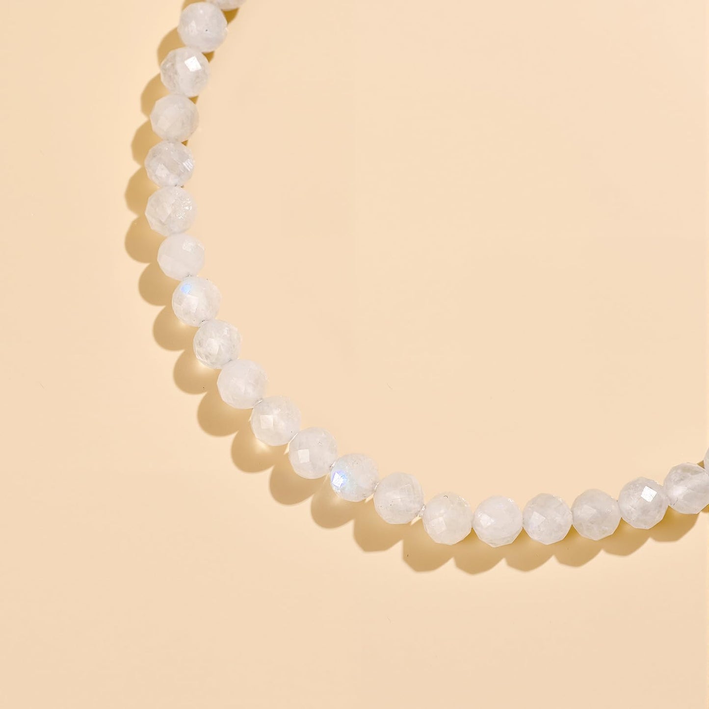GolbalJew Natural Gemstone Beads Bracelets Healing Crystal Stone Beaded Bracelet for Women Men Handmade Spiritual Jewelry Gifts, 4mm Moonstone Faceted Round Beads