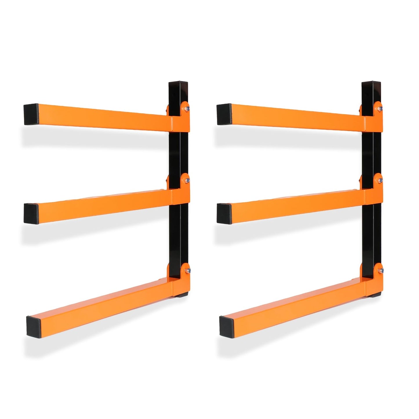 Dometrix Lumber Storage Rack Wall Mounted 2 Pack, Wood Organizer with 3-Level Holds Up to 660LBS, Heavy Duty Folding Metal Garage Organizer for Indoor and Outdoor, Orange