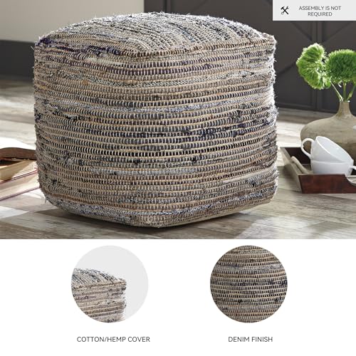 Signature Design by Ashley Absalom Hemp Pouf, 16 x 16 Inches, Multicolored