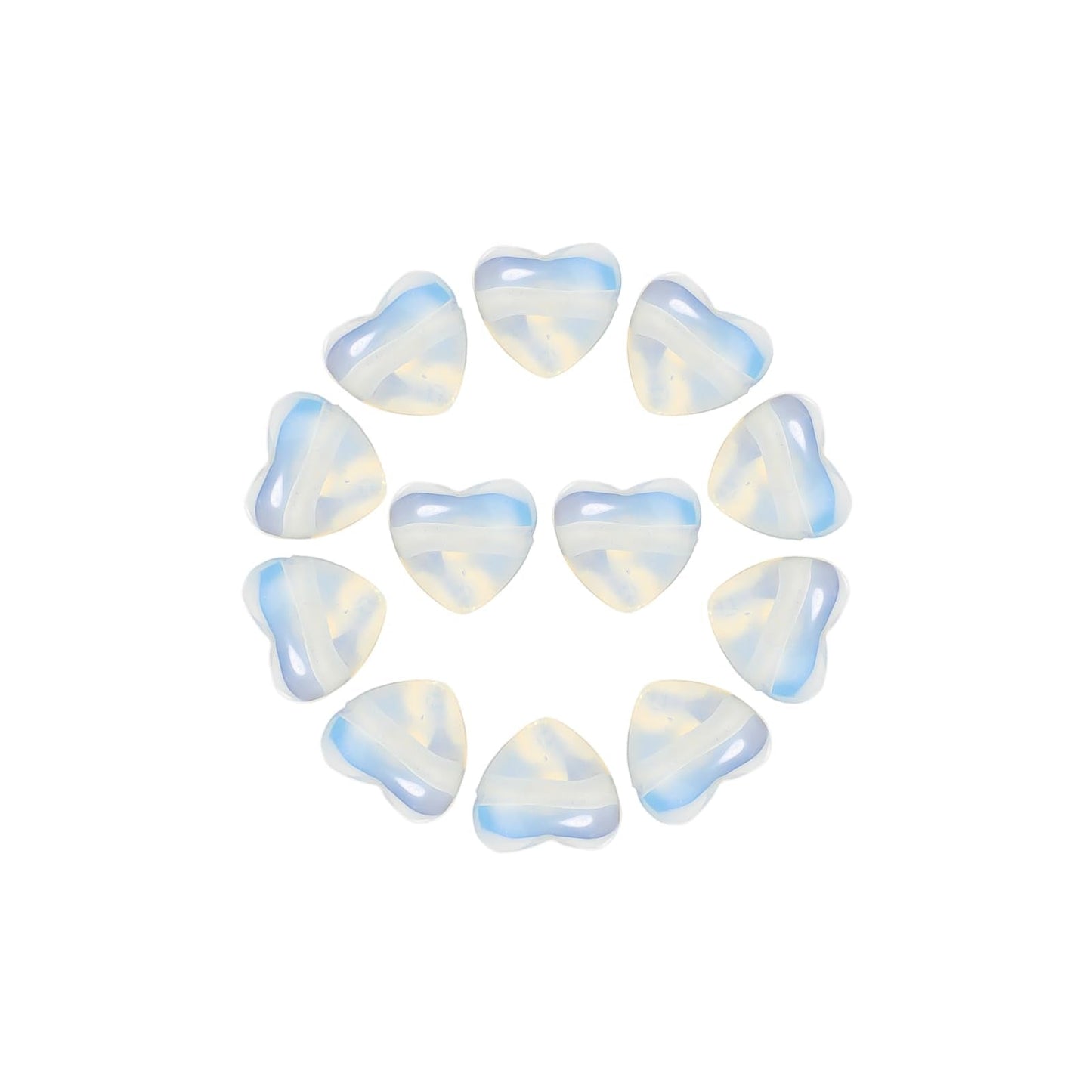 Yochus 5pcs Opal Natural Heart Stone Beads，12mm Healing Energy Gemstone for Jewelry Making Earring Necklace DIY