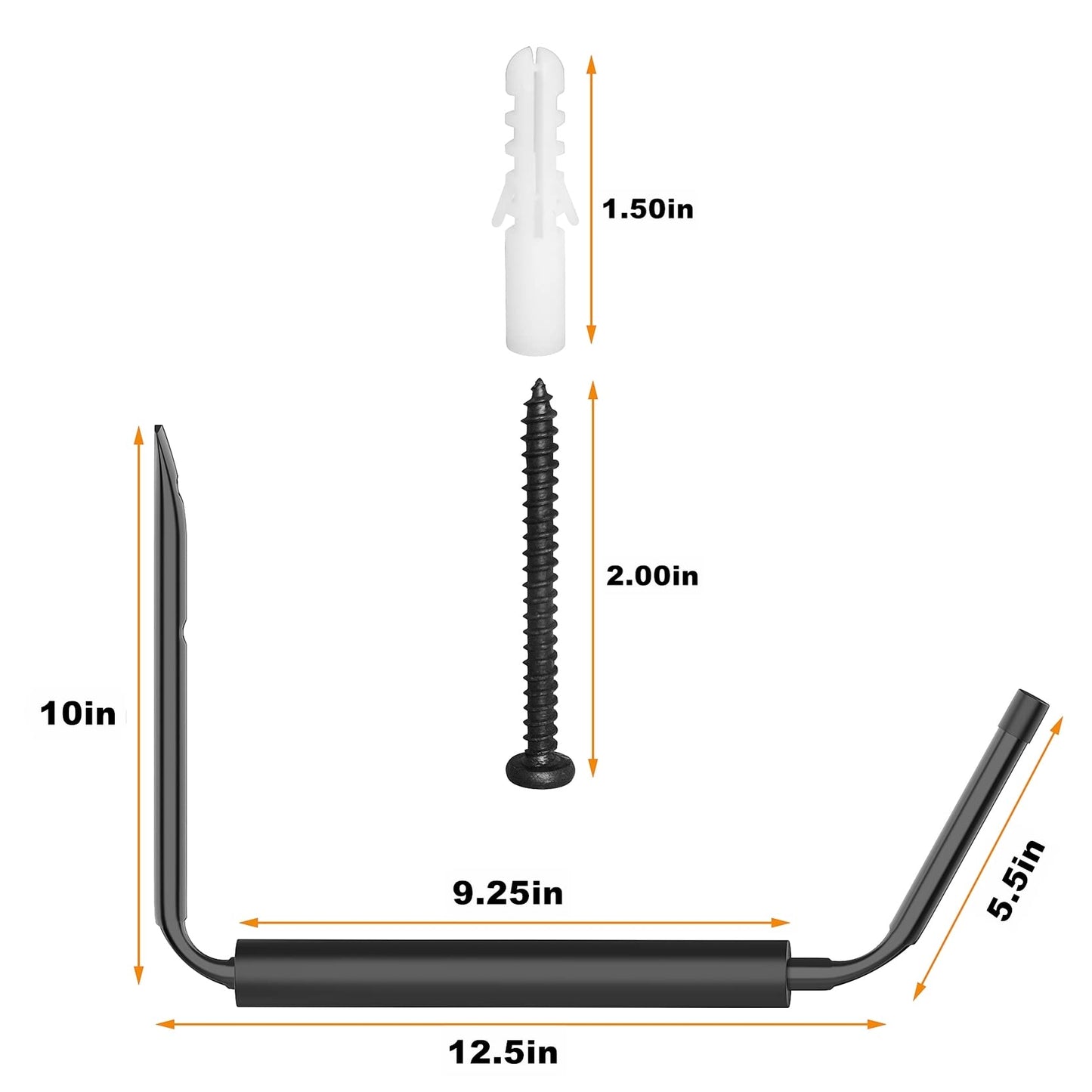 WALMANN Lightweight Kayak Storage Rack, Wall Mount Kayak Hooks for Garage Utility Storage Hangers for Canoe, Surfboard, Skiis, Snowboard, Paddle Board, Ladders