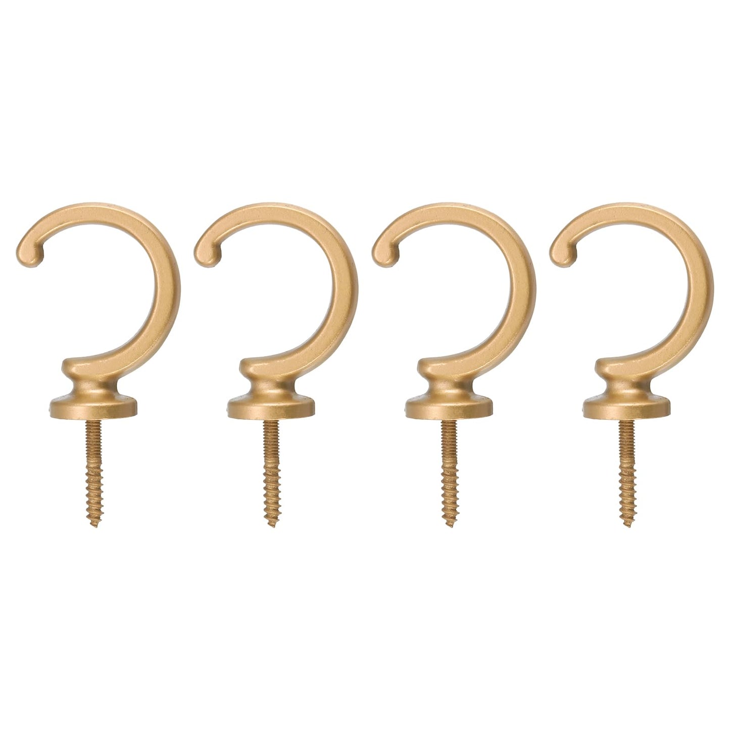 uxcell 4Pcs Curtain Holdback, Aluminum Alloy Wall Mounted Curtain Holders Drapery Tieback Hooks for Living Room Bedroom Office (Gold)