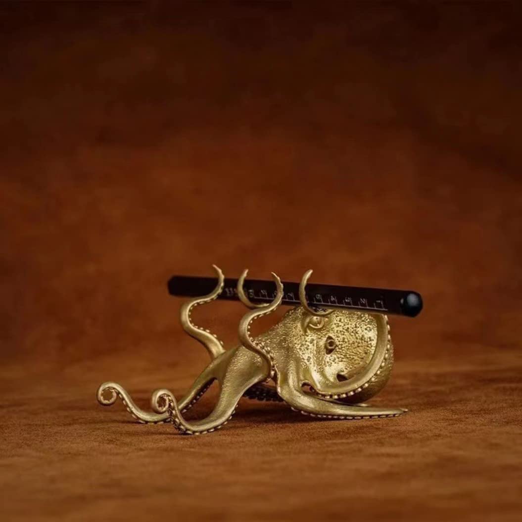 FJXQTCXD Metal Octopus Cuttlefish Figurines Statue Desk Stand for Phone Bracket Pen Spectacles Holder Car Ornaments Home Decor Crafts (Gold)