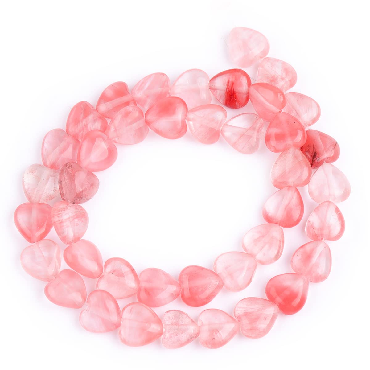 GEM-Inside 10mm Heart Charms Red Pink Waterlemon Crystal Beads for Jewelry Making Full 15" Strand Power Energy Healing Chakra Stone Beads