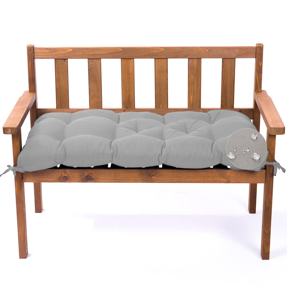 Outdoor Bench Cushion, Waterproof Swing Cushion Bench Seat Cushion, Swing Chair Replacement Seat Pads Cushion Pillow for Lounger Garden Furniture Patio Metal Wooden Bench (Light Grey, 47.24x20in)