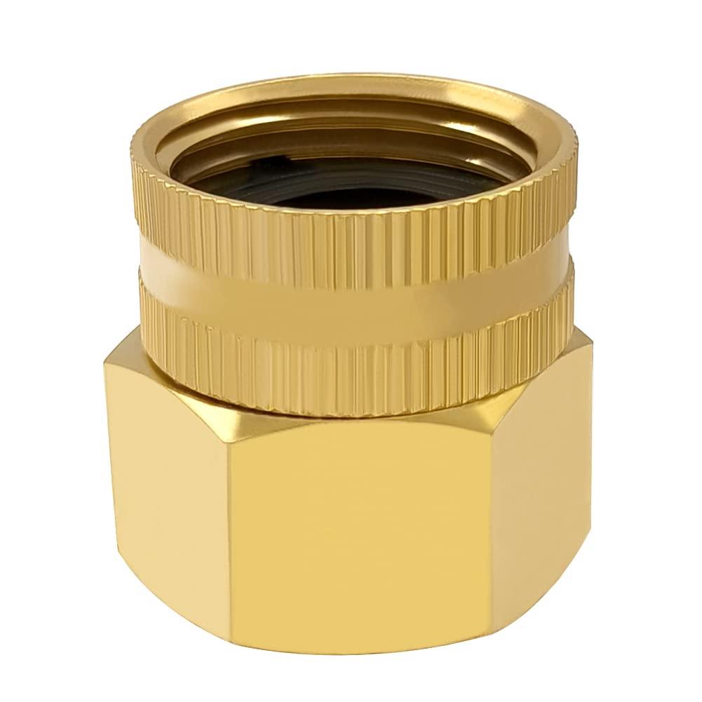 Hooshing 3PCS Brass Garden Hose Adapter Connector 3/4" GHT to 3/4" NPT Thread Double Female Garden Hose Adapter
